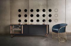 Luteca Octanov - Black Credenza Handcrafted in Mexico - Walnut and Mahogany Wood