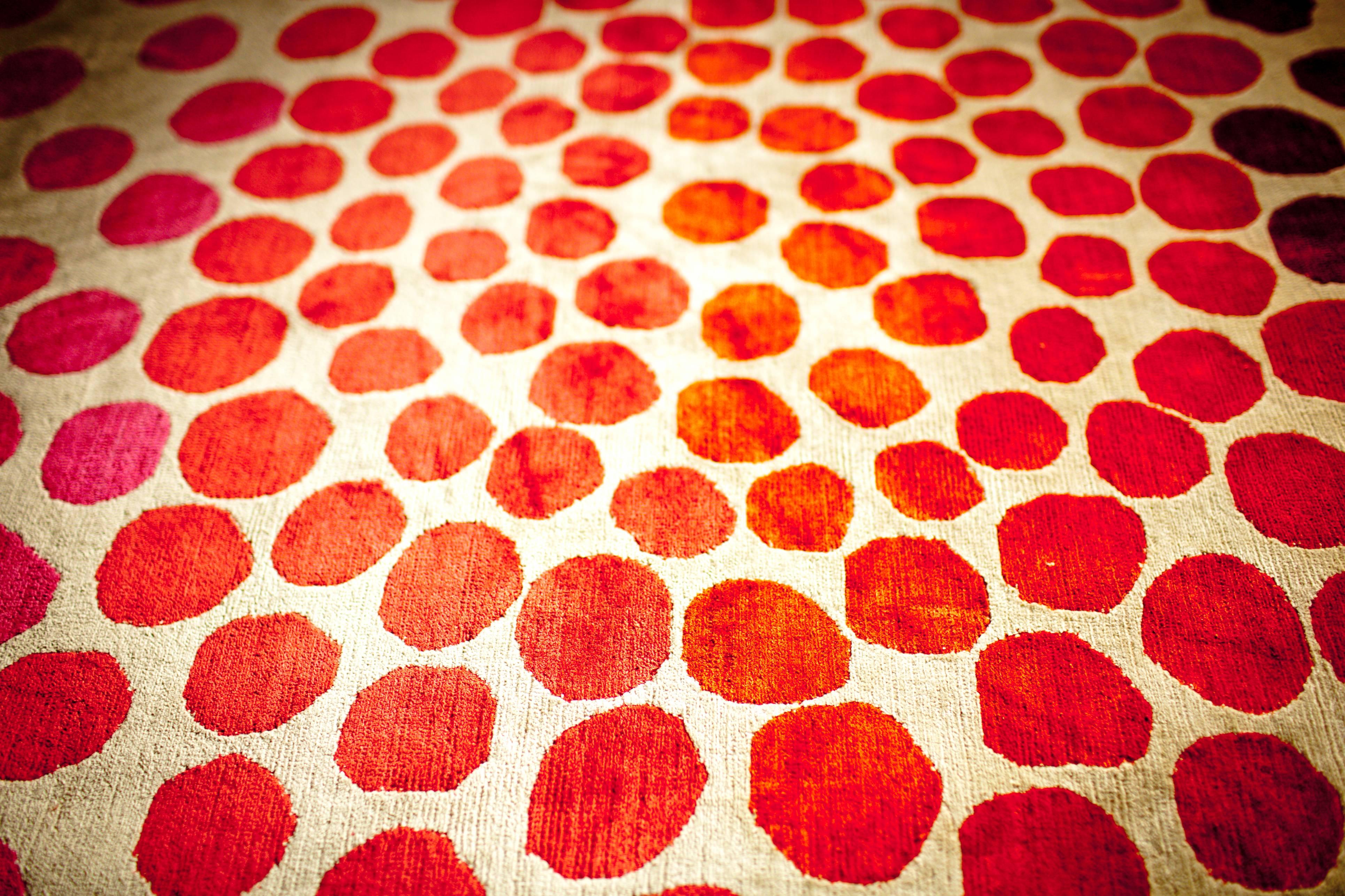 Nepalese Pure Silk Rugs of Sabine De Gunzburg 'Red Dots' For Sale