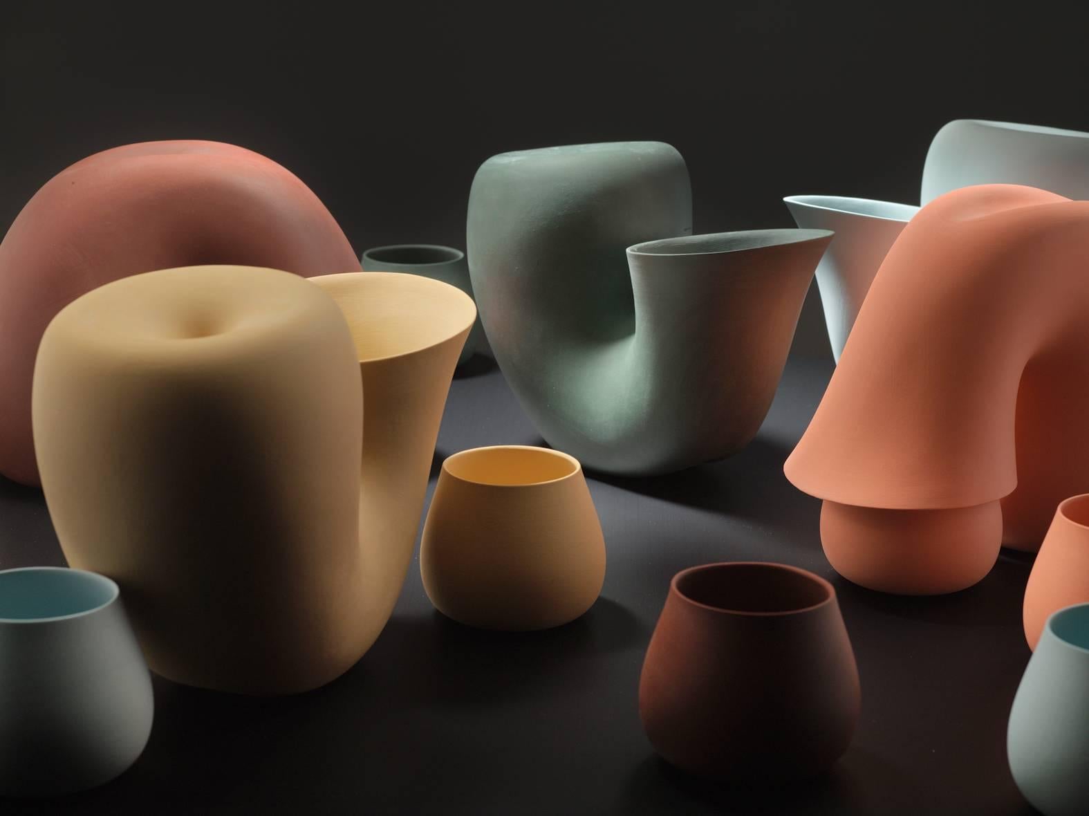 Organic Modern Particles Gallery Collection Jug and Cup by Aldo Bakker ‘Porcelain Carafe’ For Sale