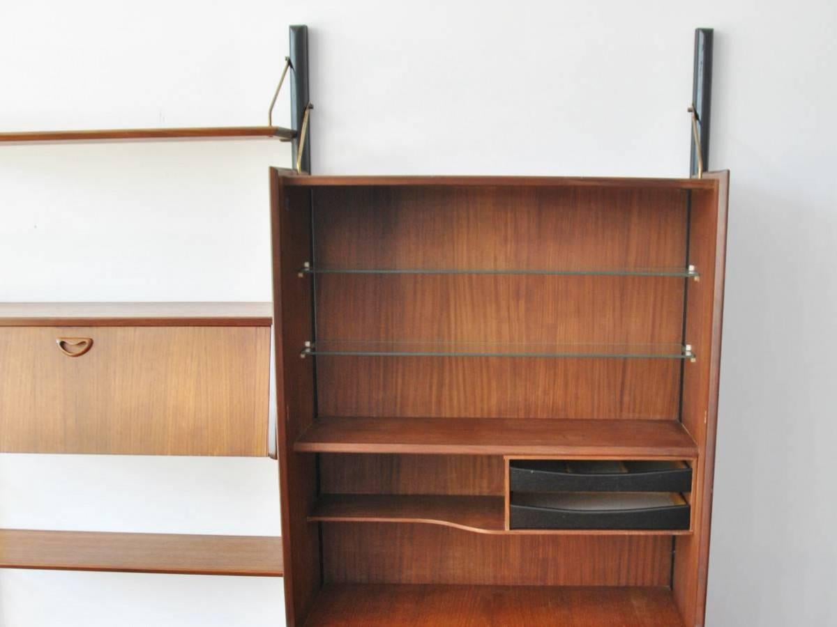 Dutch Wall Unit in Teak with Foldable Table by Louis Van Teeffelen for Wébé, 1950s