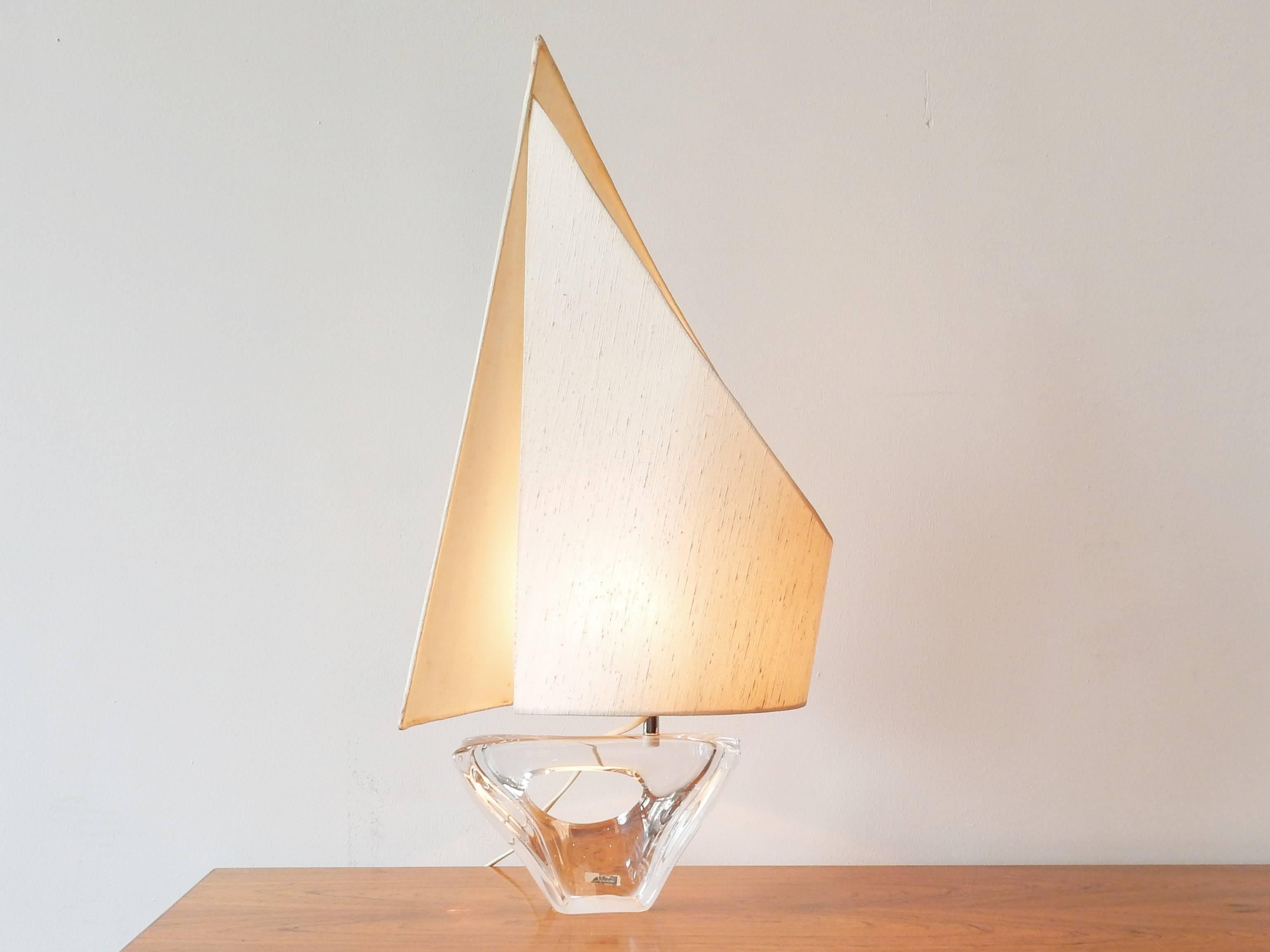 Mid-Century Modern Sailboat Shaped Table Light by Daum, Signed and Labelled, France, 1950s