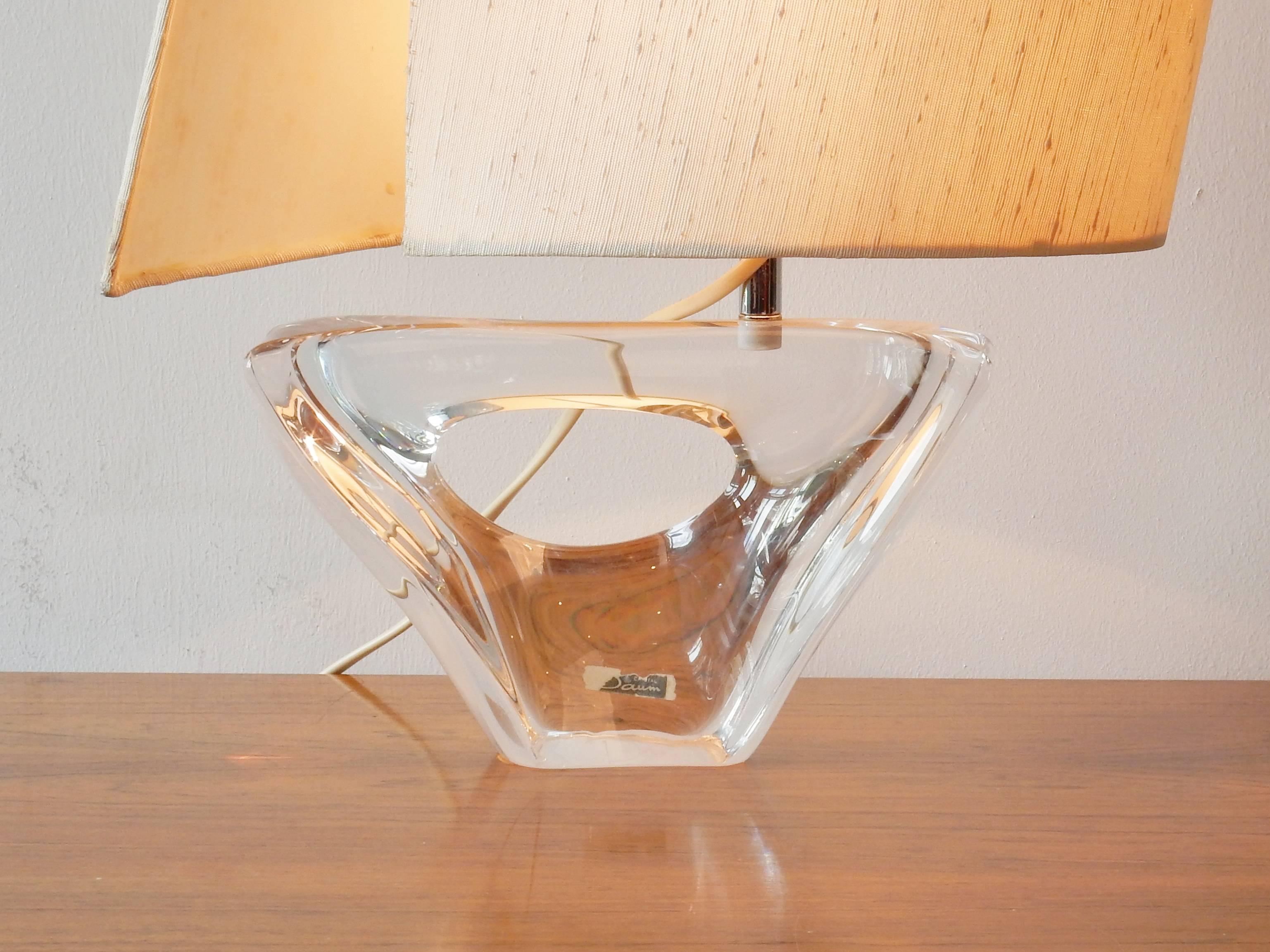French Sailboat Shaped Table Light by Daum, Signed and Labelled, France, 1950s
