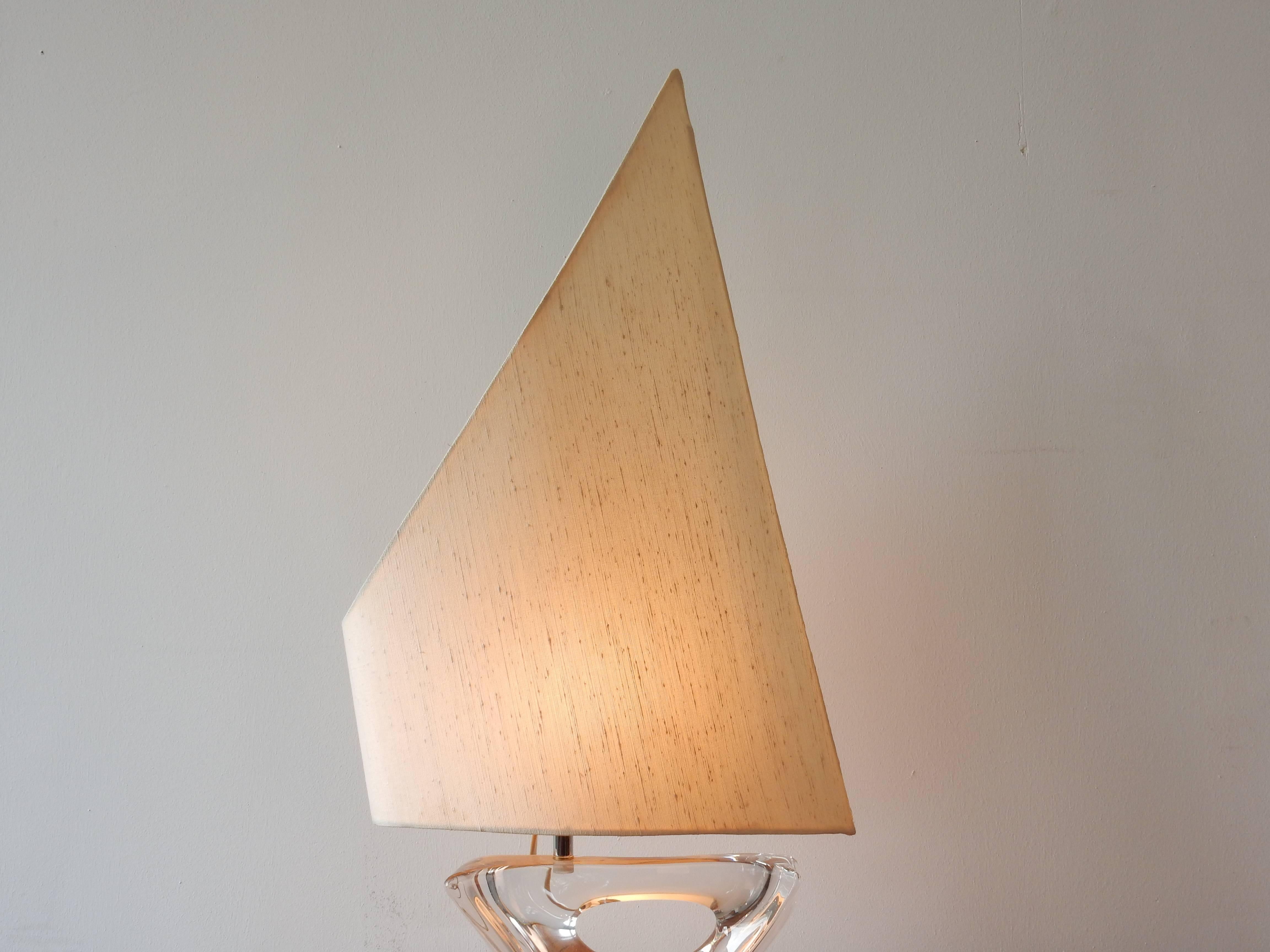 Mid-20th Century Sailboat Shaped Table Light by Daum, Signed and Labelled, France, 1950s