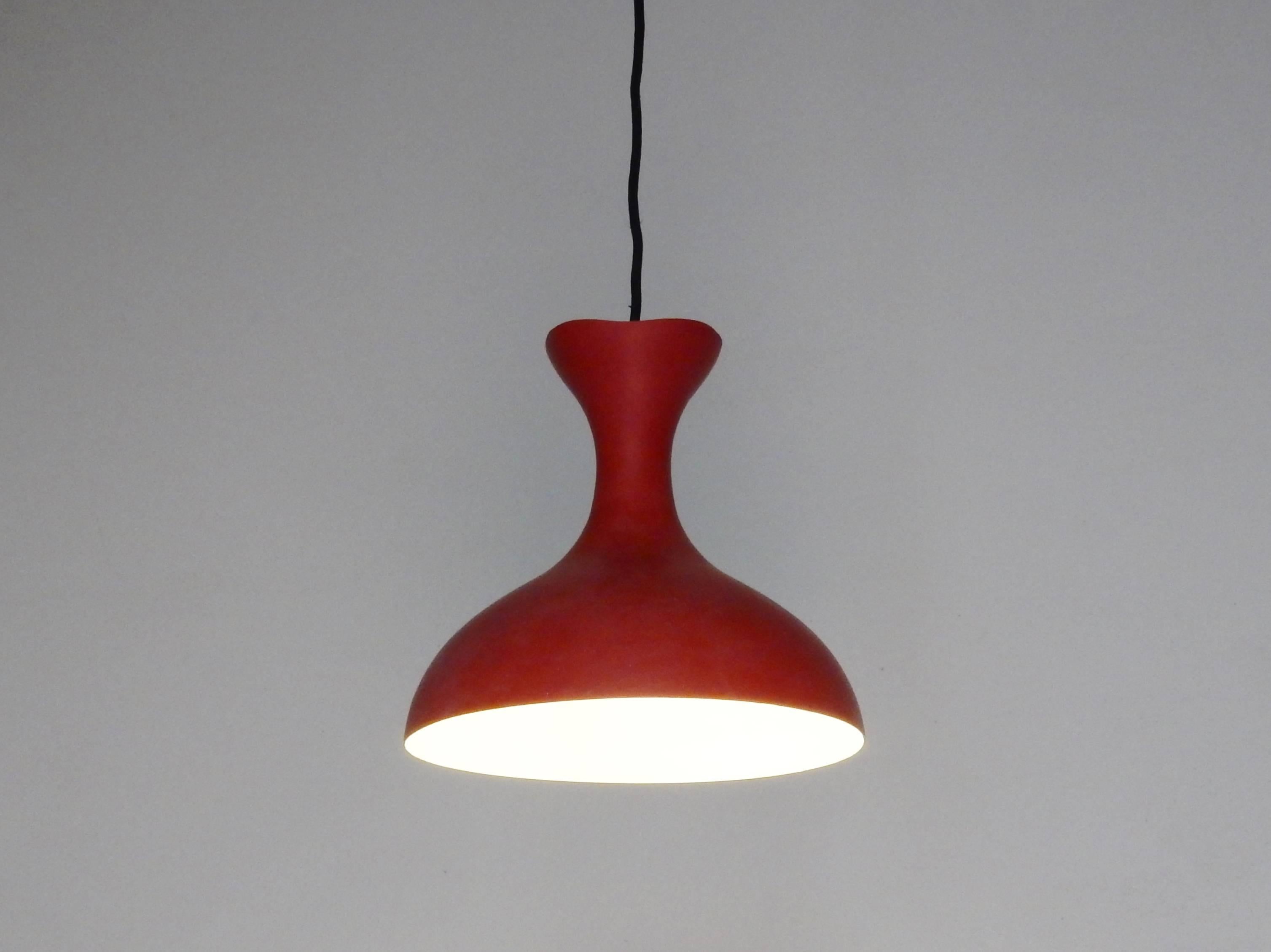 Unknown Mid-Century Scandinavian Pendant Light in a Beautiful Old Red Color