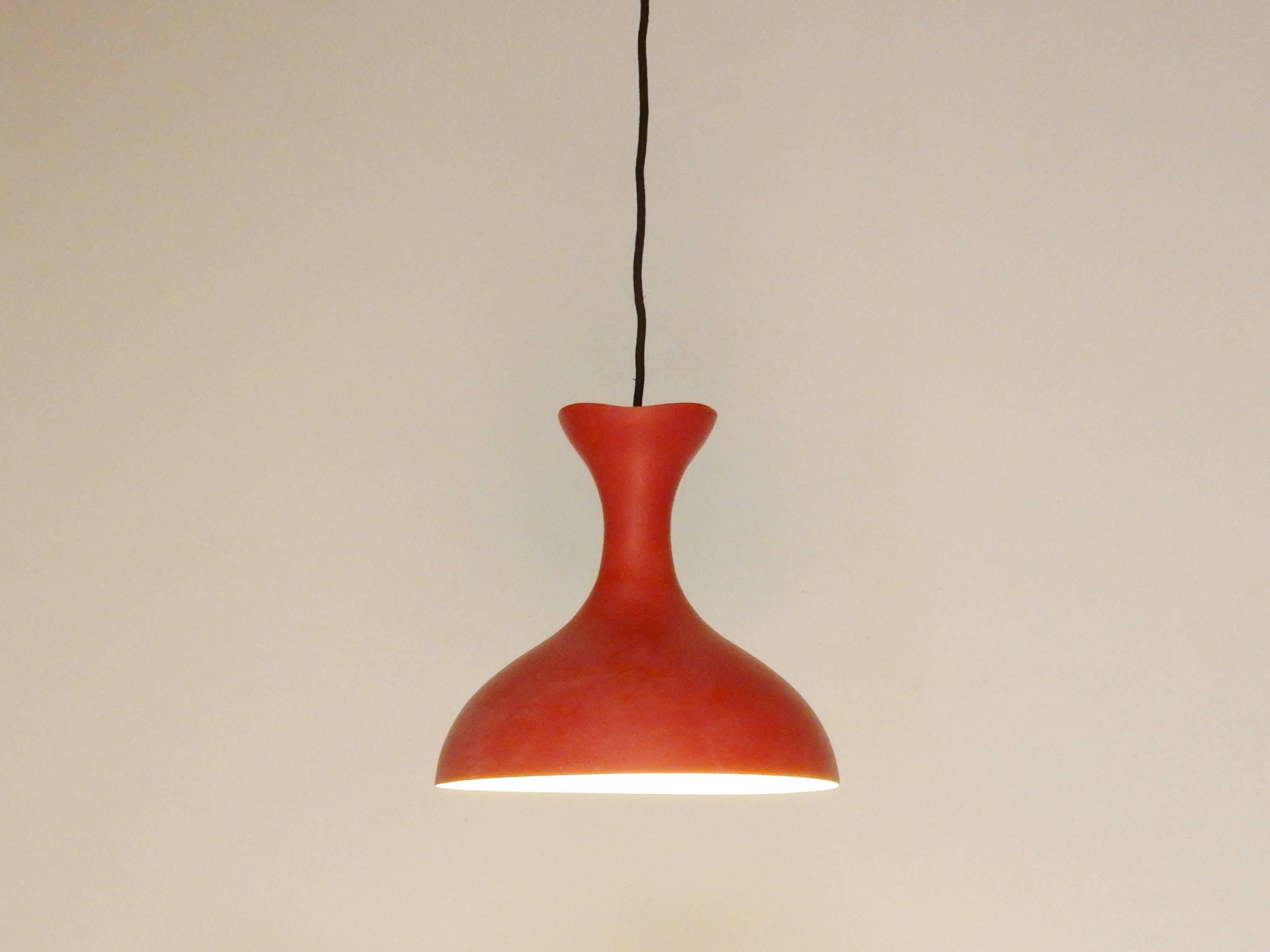 Lacquered Mid-Century Scandinavian Pendant Light in a Beautiful Old Red Color