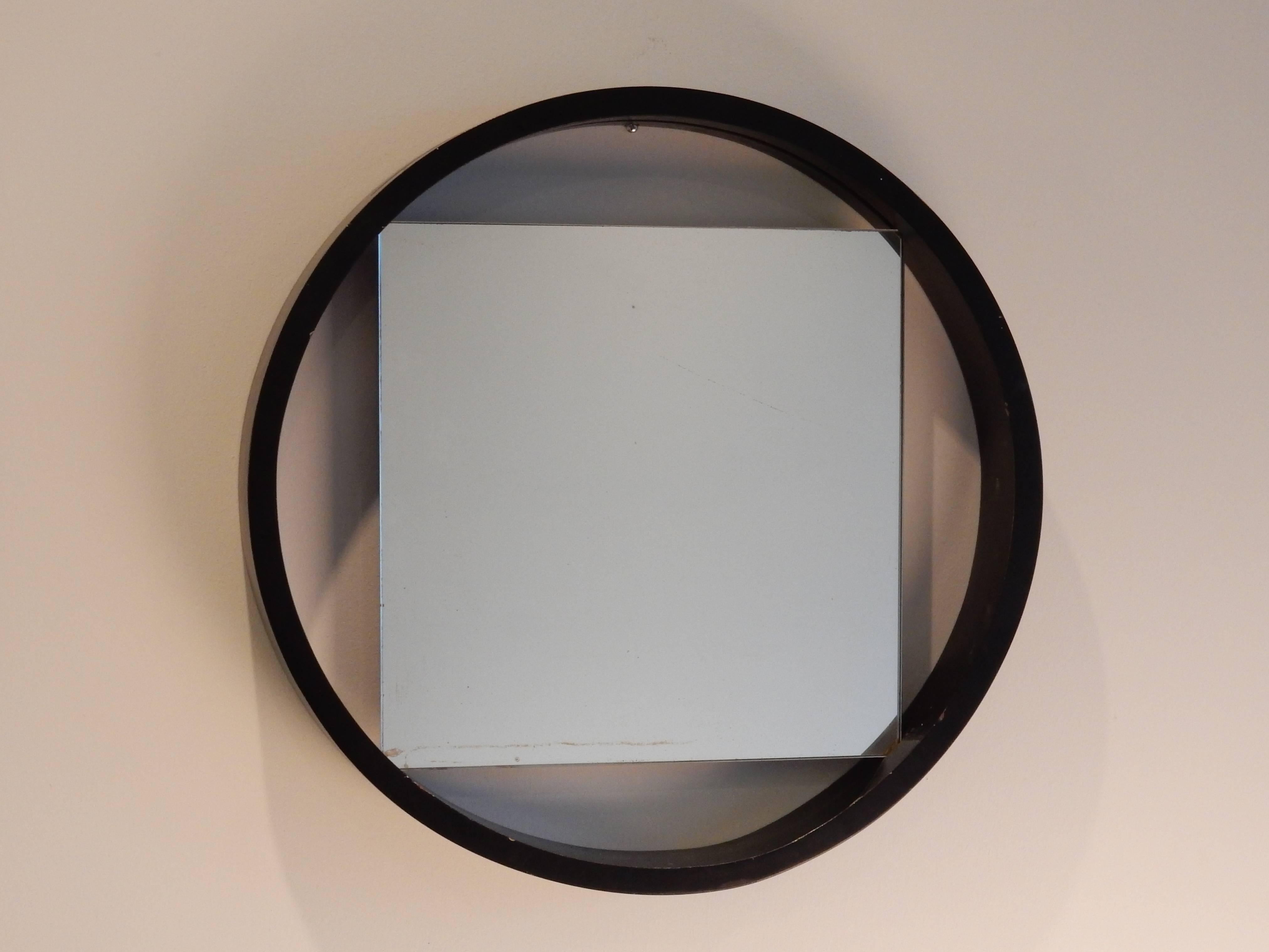 Lacquered Iconic 1950s Black and White Modernist Mirror by Benno Premsela for 't Spectrum