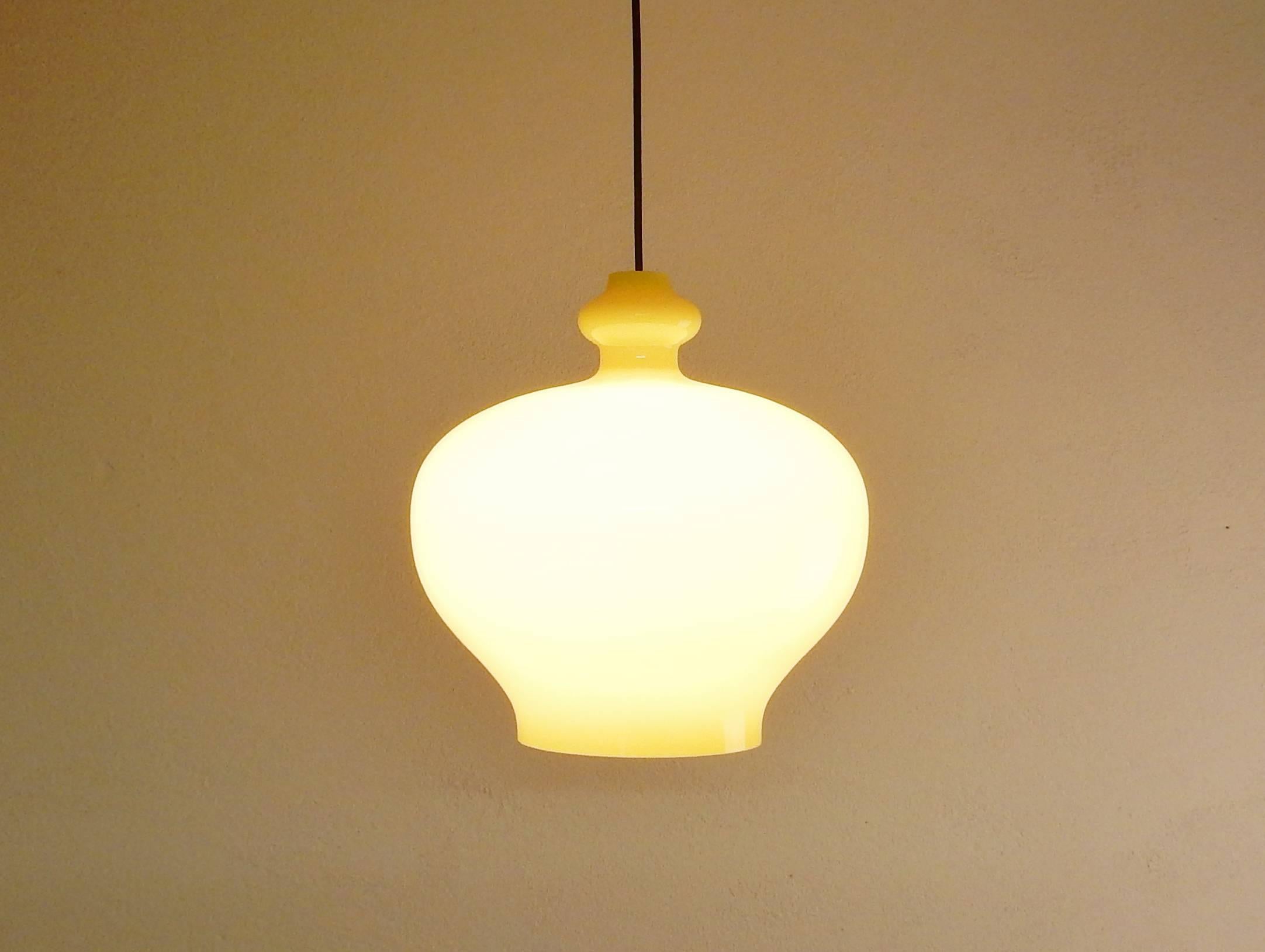 Mid-Century Modern Large Size Yellow Glass Pendant by Hans Agne Jakobsson for Markaryd, Sweden