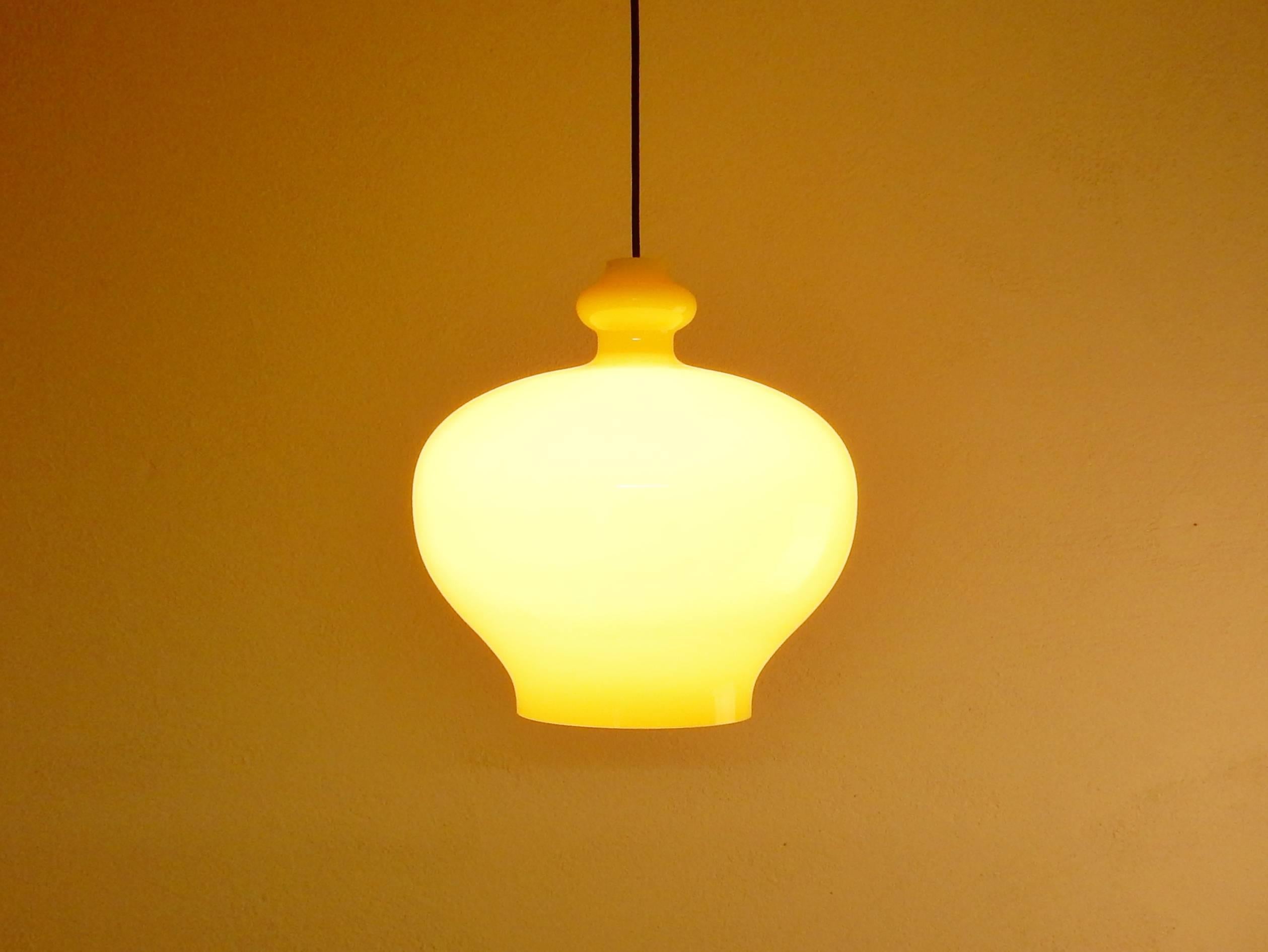 Swedish Large Size Yellow Glass Pendant by Hans Agne Jakobsson for Markaryd, Sweden