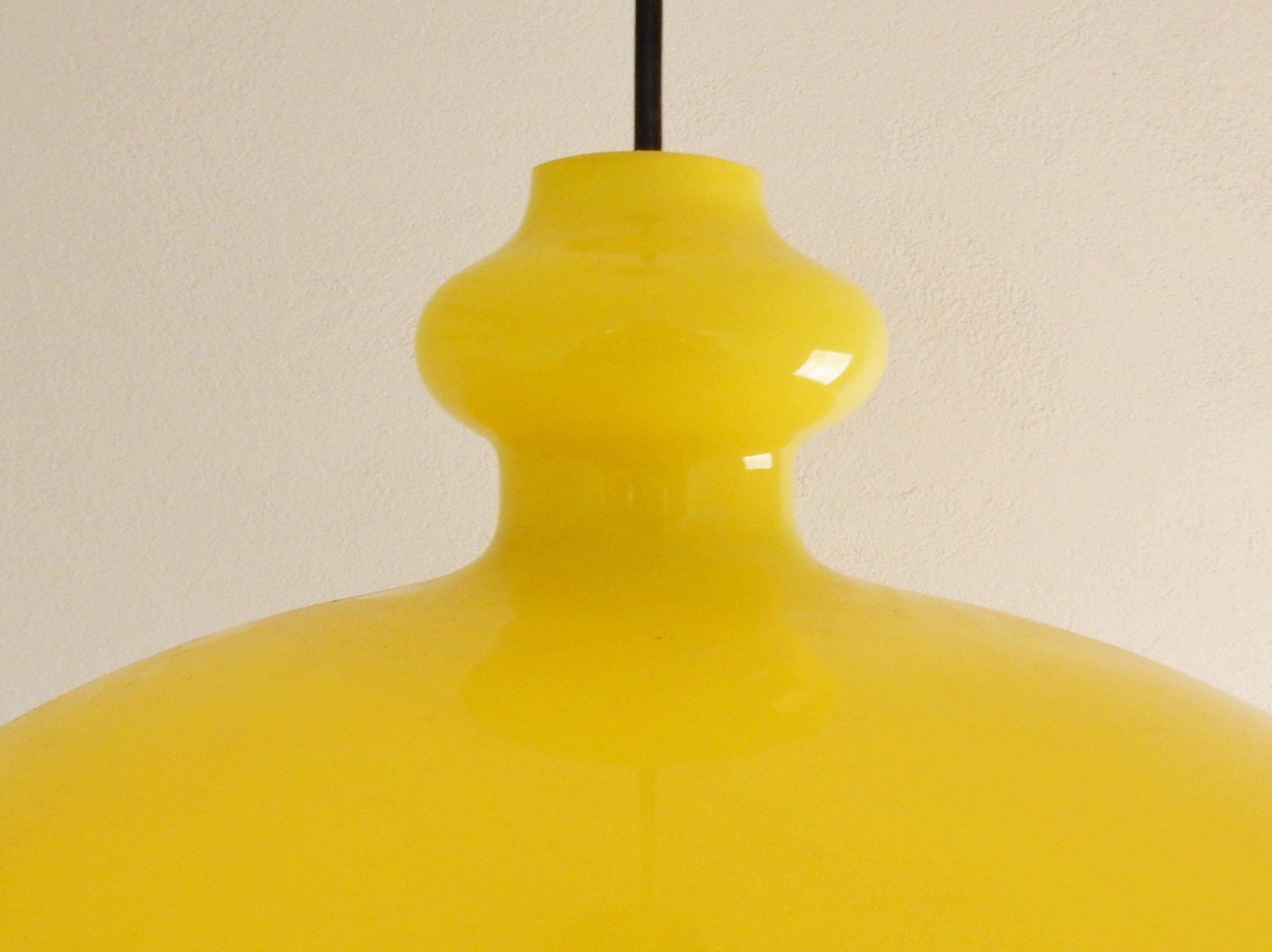Mid-20th Century Large Size Yellow Glass Pendant by Hans Agne Jakobsson for Markaryd, Sweden