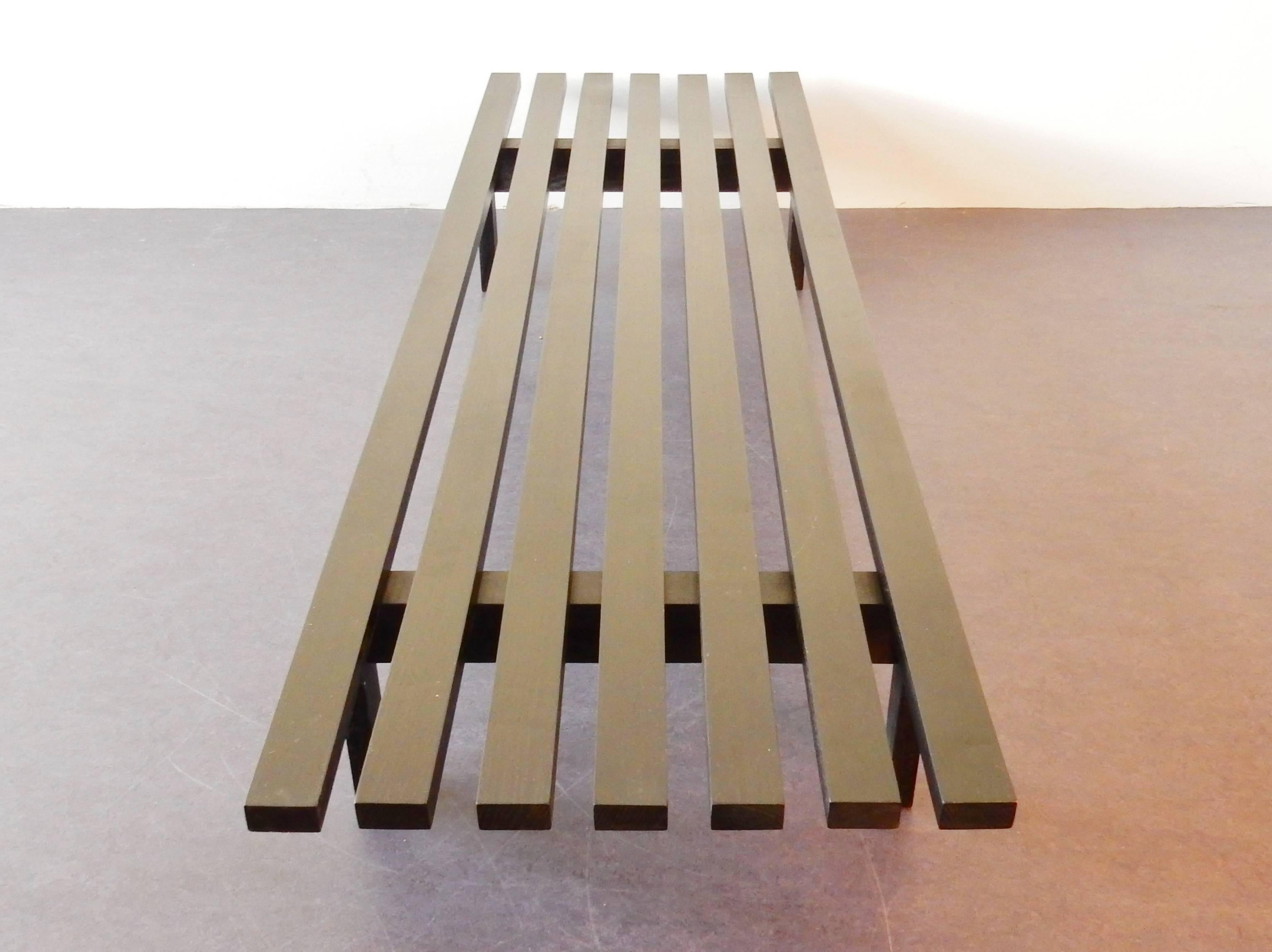 The largest slat sofa by Martin Visser is the 'bz82'. This particular one is of black lackered maple wood. It is in a very good and original condition. Originally designed in 1960-1961 for the 'Stedelijk Museum' in Amsterdam.