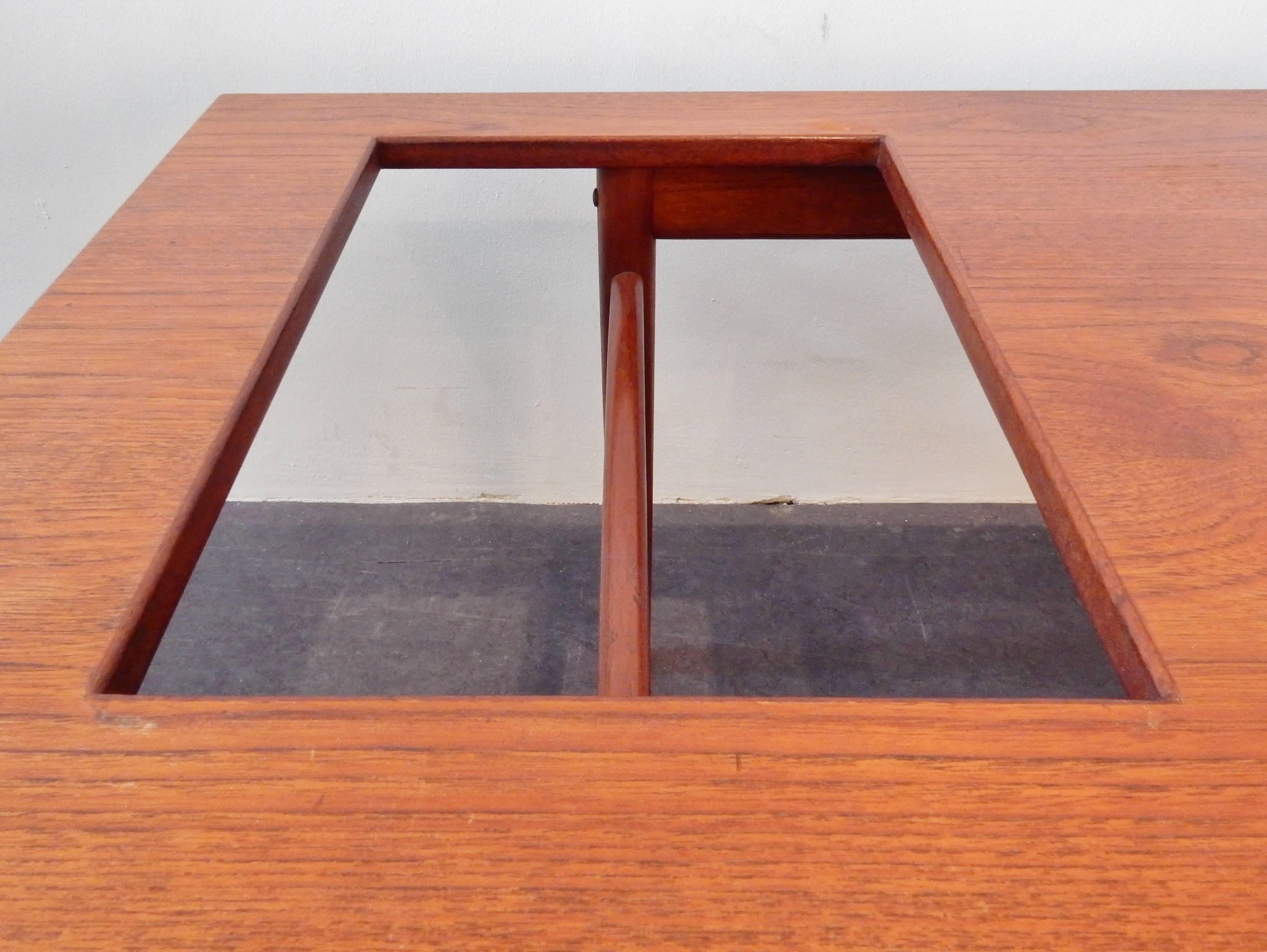 Danish Coffee Table with Metal Tray by Grete Jalk for Poul Jeppesen, Denmark For Sale