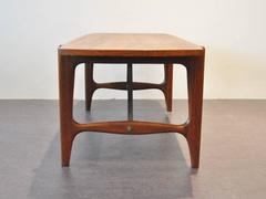 Danish Coffee Table with Organic Teak Frame, Veneered Top and Brass Parts