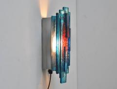 Wall lamp by Claus Bolby in blue and red, Denmark, 1960s