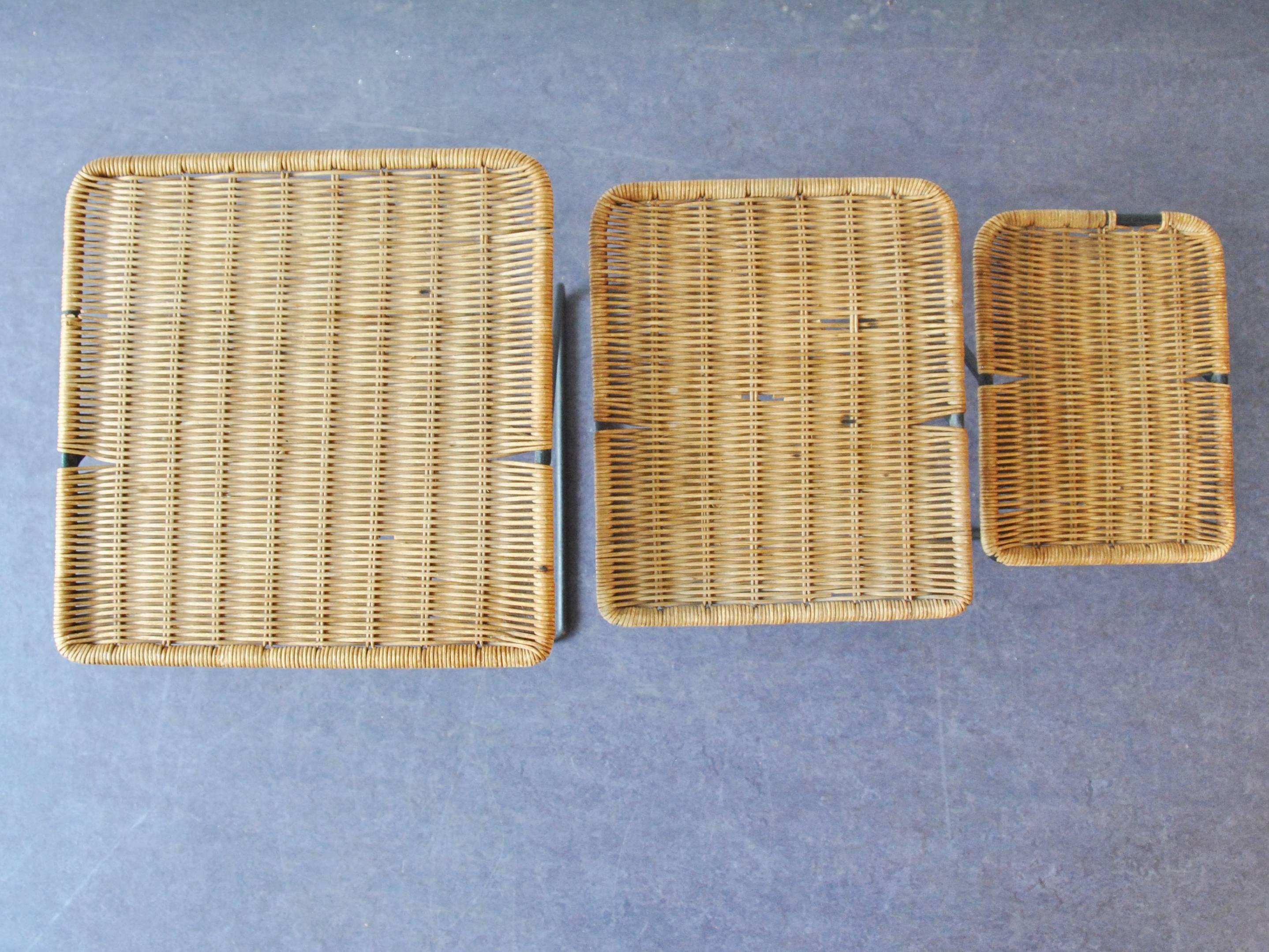 Mid-20th Century Set of Three Nesting Tables in the Manner of Mathieu Mategot, France, 1950s