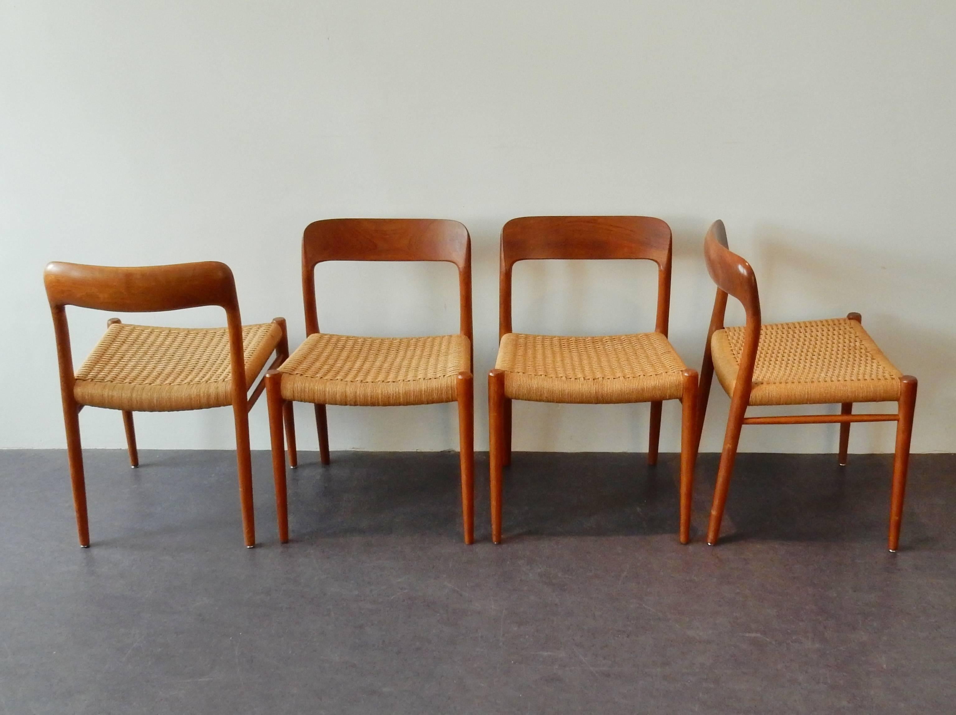 Set of Four Chairs by Niels O. Møller. Model '75', Denmark, 1960s In Good Condition In Steenwijk, NL
