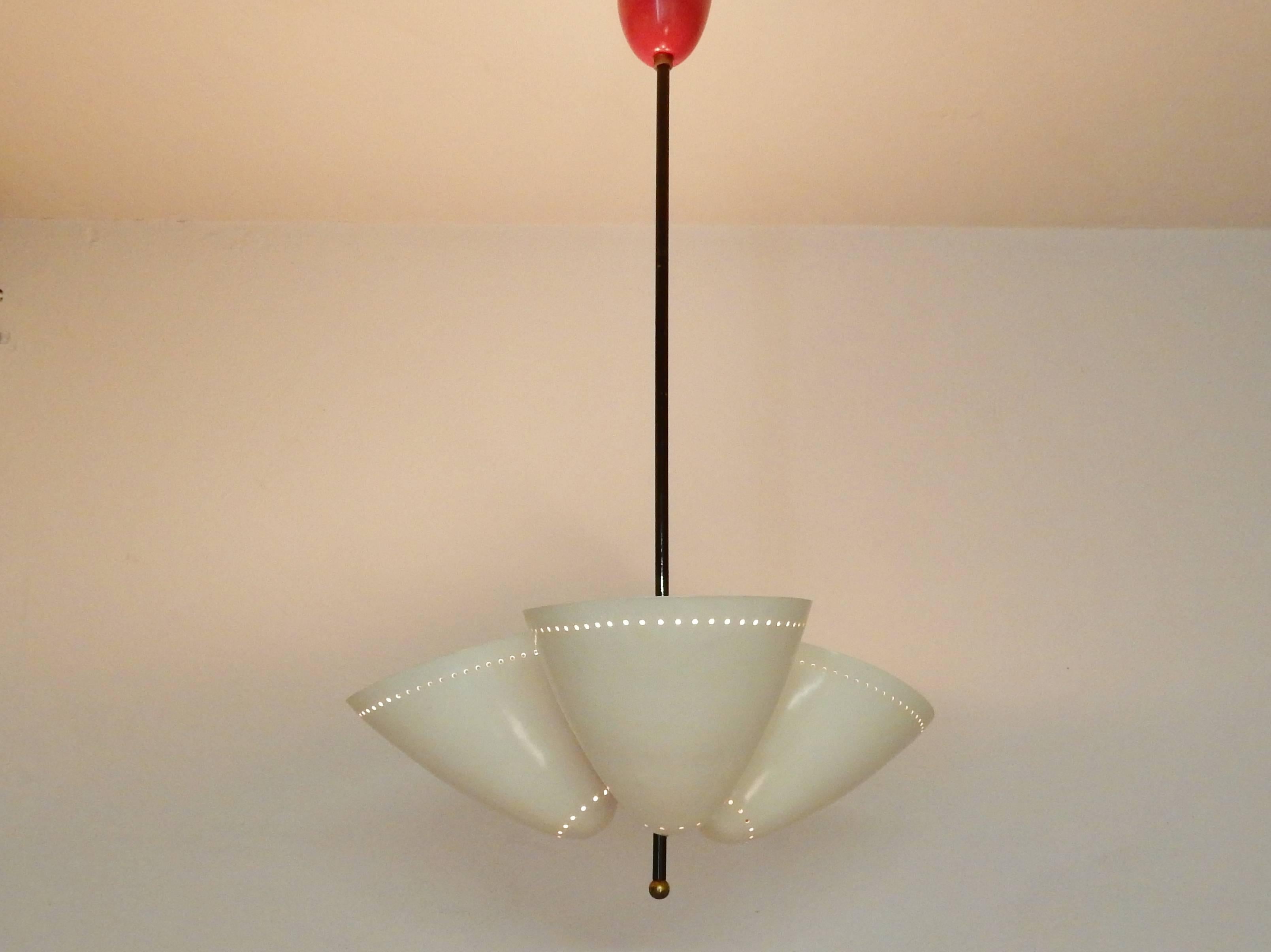 Lacquered Italian Chandelier in the Manner of Stilnovo, Italy, 1950s
