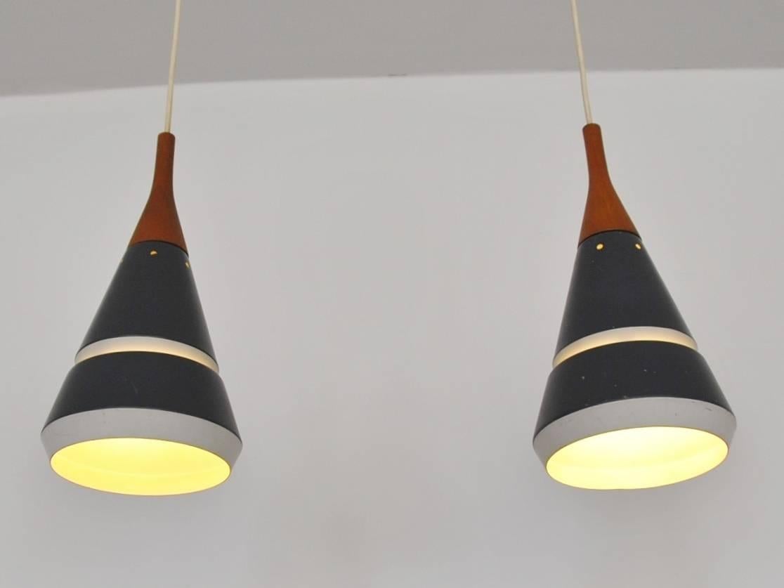 Mid-Century Modern Set of Two Handsome Pendant Lights by Philips. Netherlands, 1960s