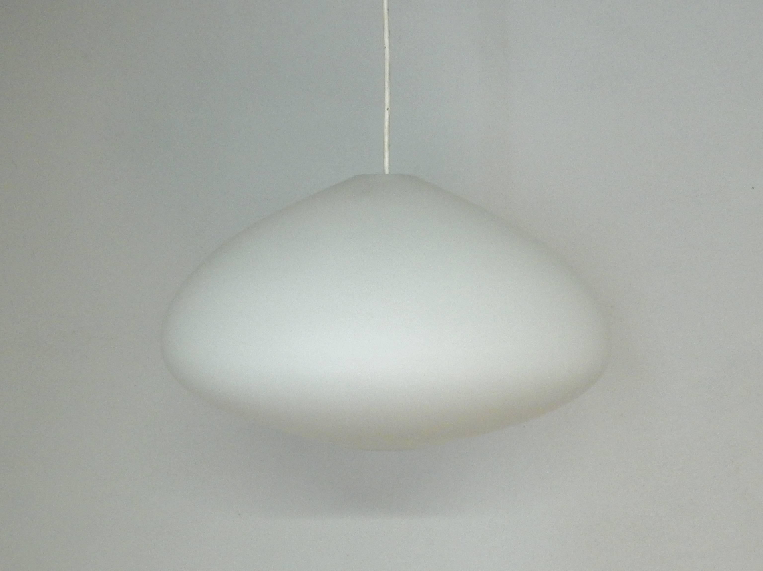 Mid-Century Modern Large Opaline Glass Pendant Lamps, Netherlands, 1960s