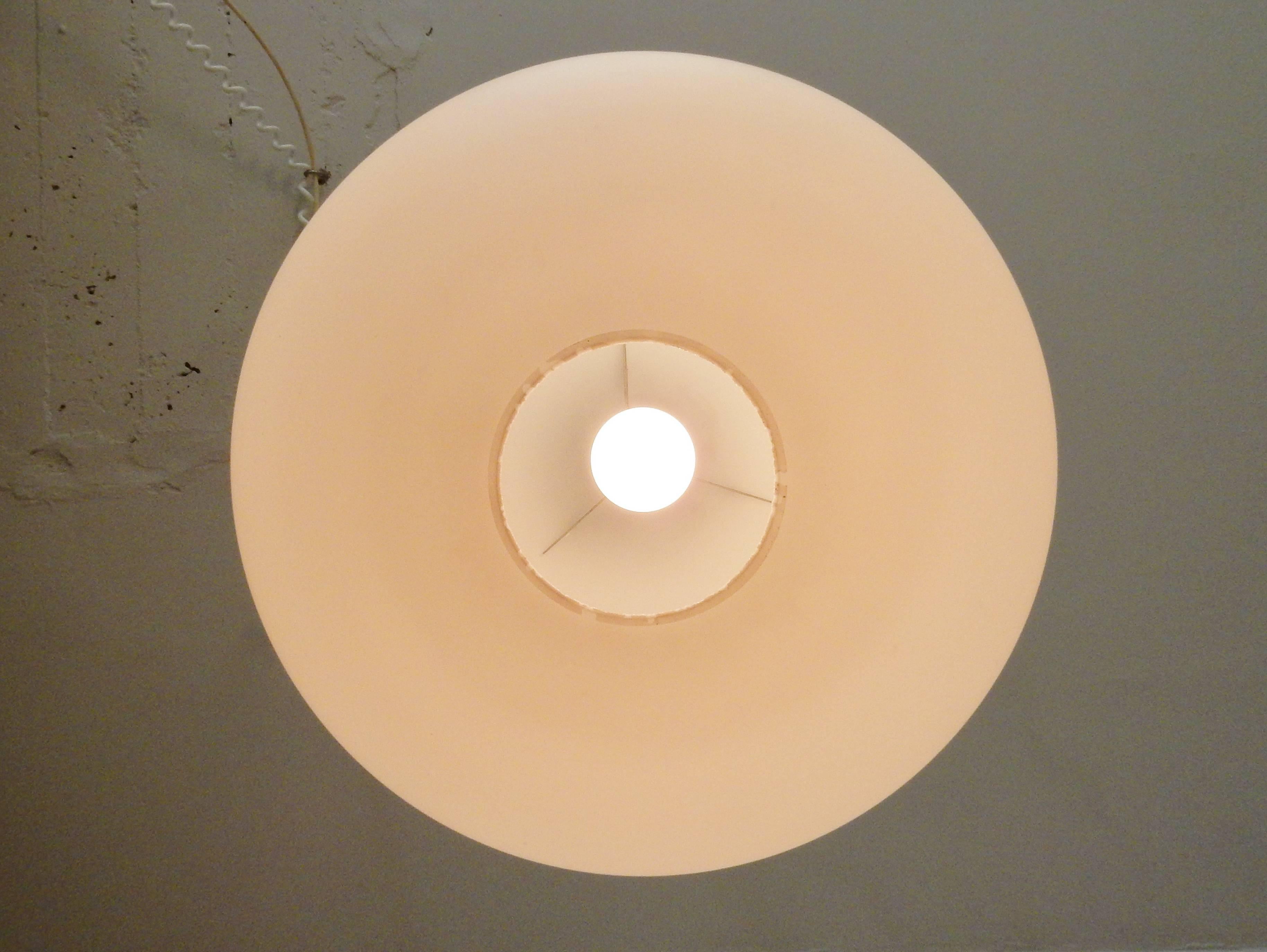 Large Opaline Glass Pendant Lamps, Netherlands, 1960s In Good Condition In Steenwijk, NL