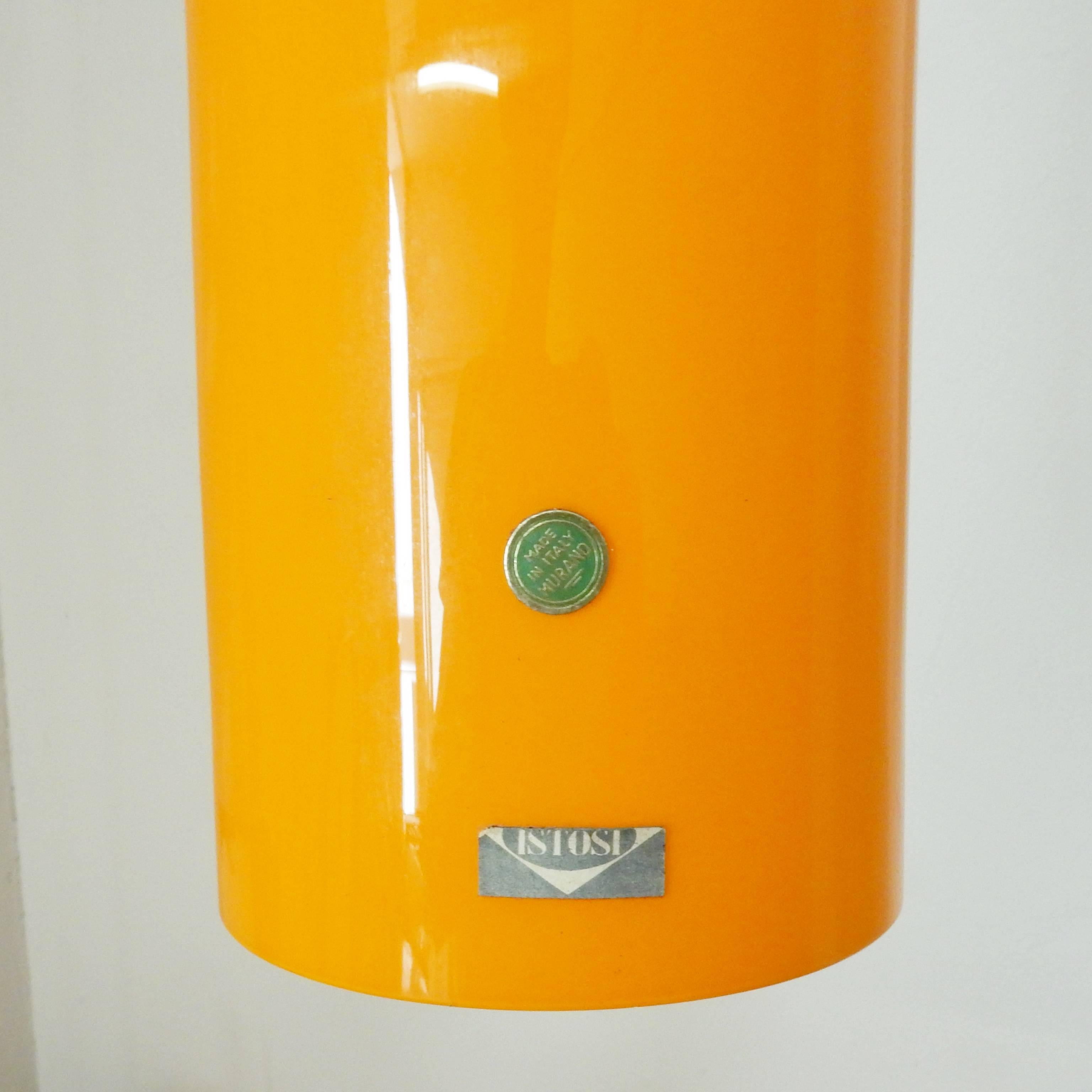 Grande lampe à suspension en verre orange de Gino Vistosi Murano, Italie, années 1960 en vente 2