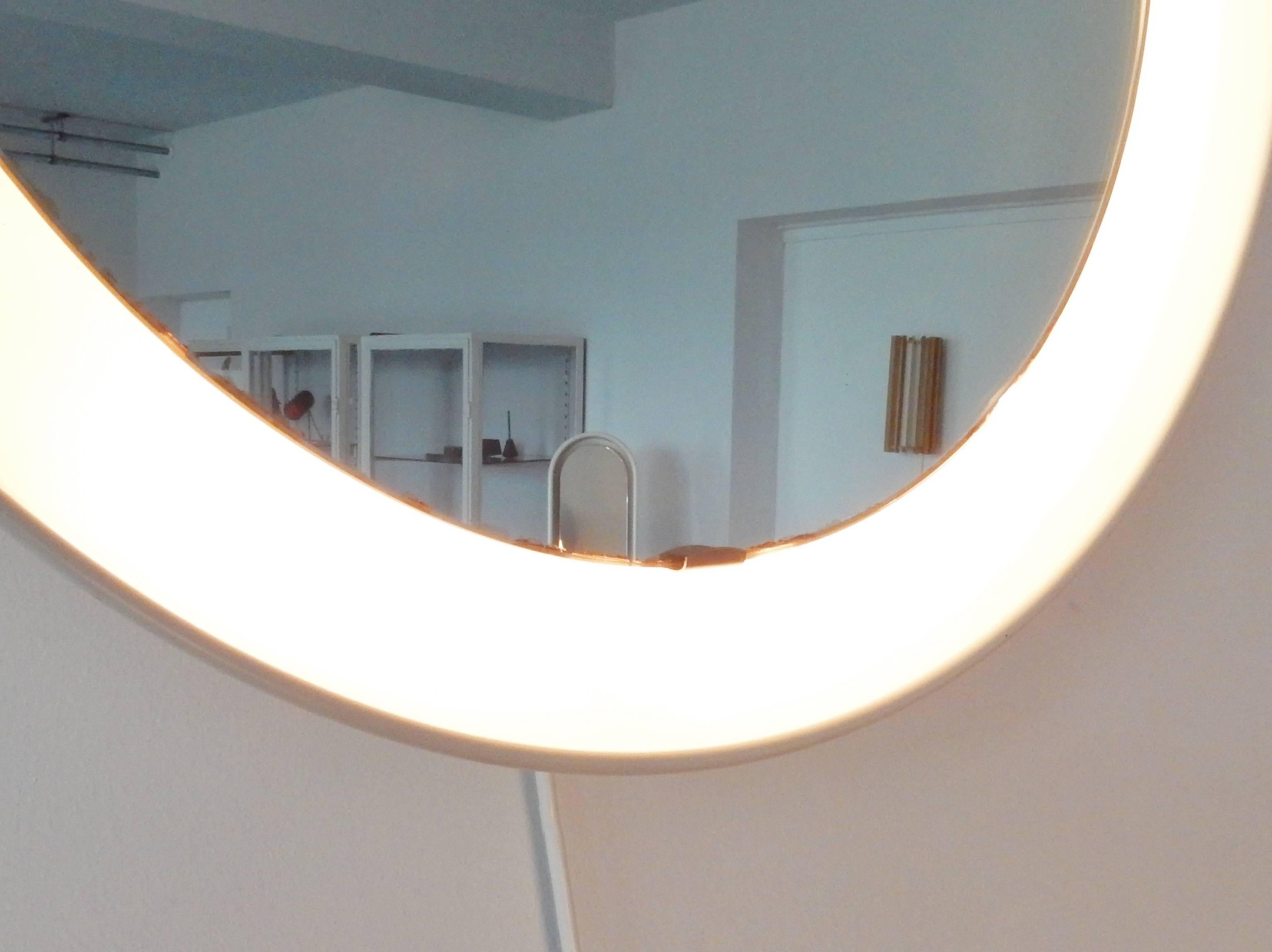 Danish Rare Luminated Round Mirror by Arne Jacobsen for Louis Poulsen, Denmark, 1960s