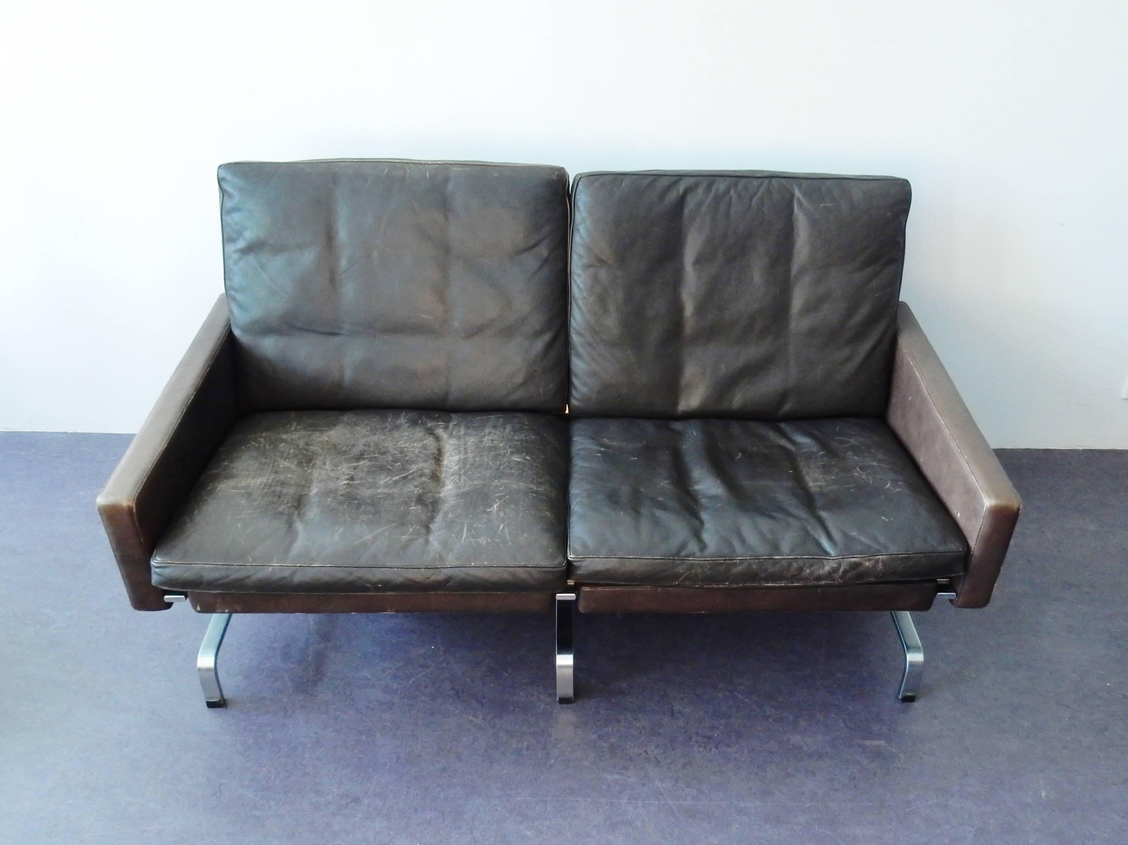 Scandinavian Modern PK 31/2 Sofa in Brown Leather by Poul Kjaerholm for E. Kold Christensen, Denmark