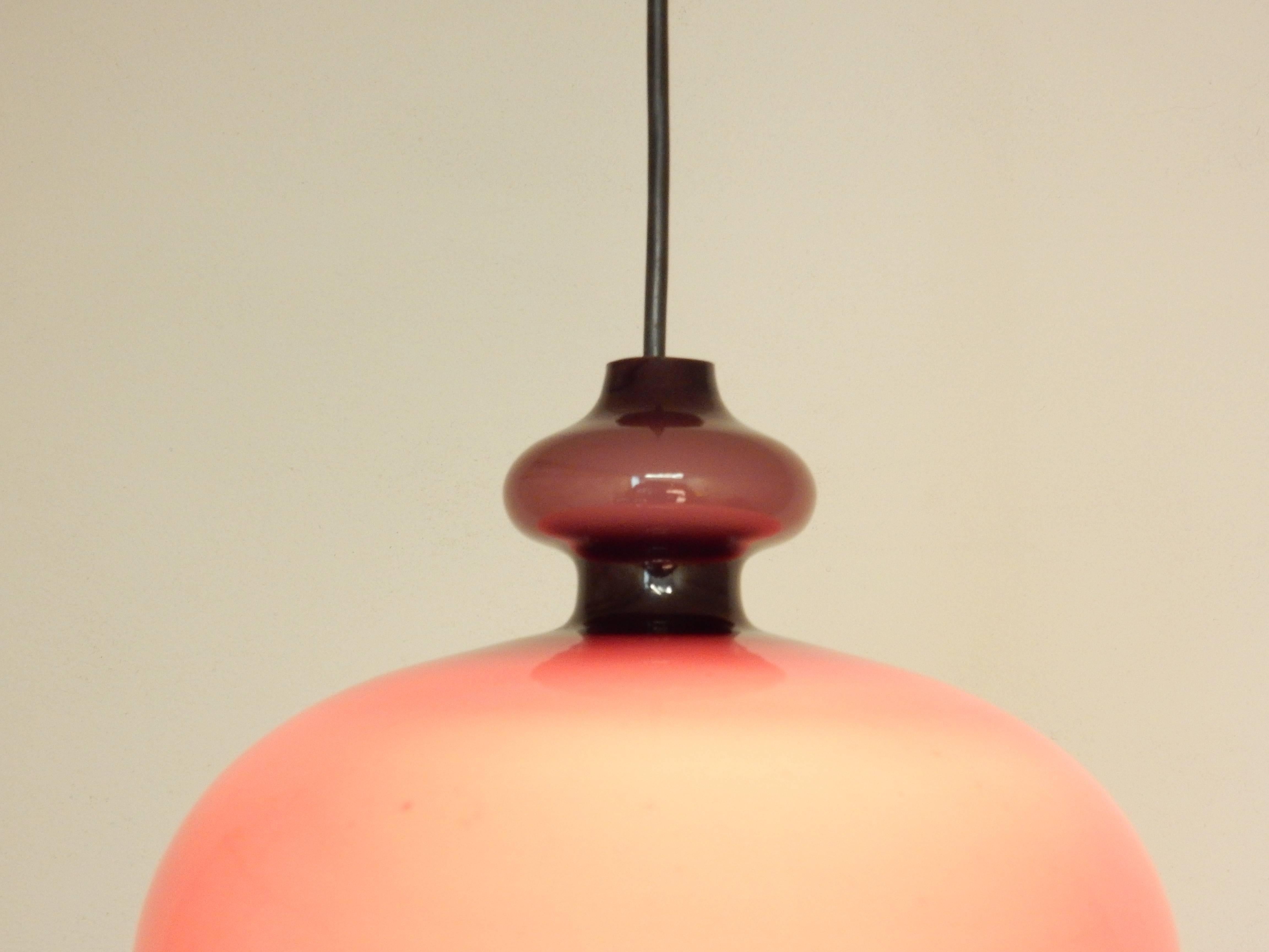 Purple Glass Pendant Lamp by Hans Agne Jakobsson, Sweden, 1960s In Good Condition In Steenwijk, NL