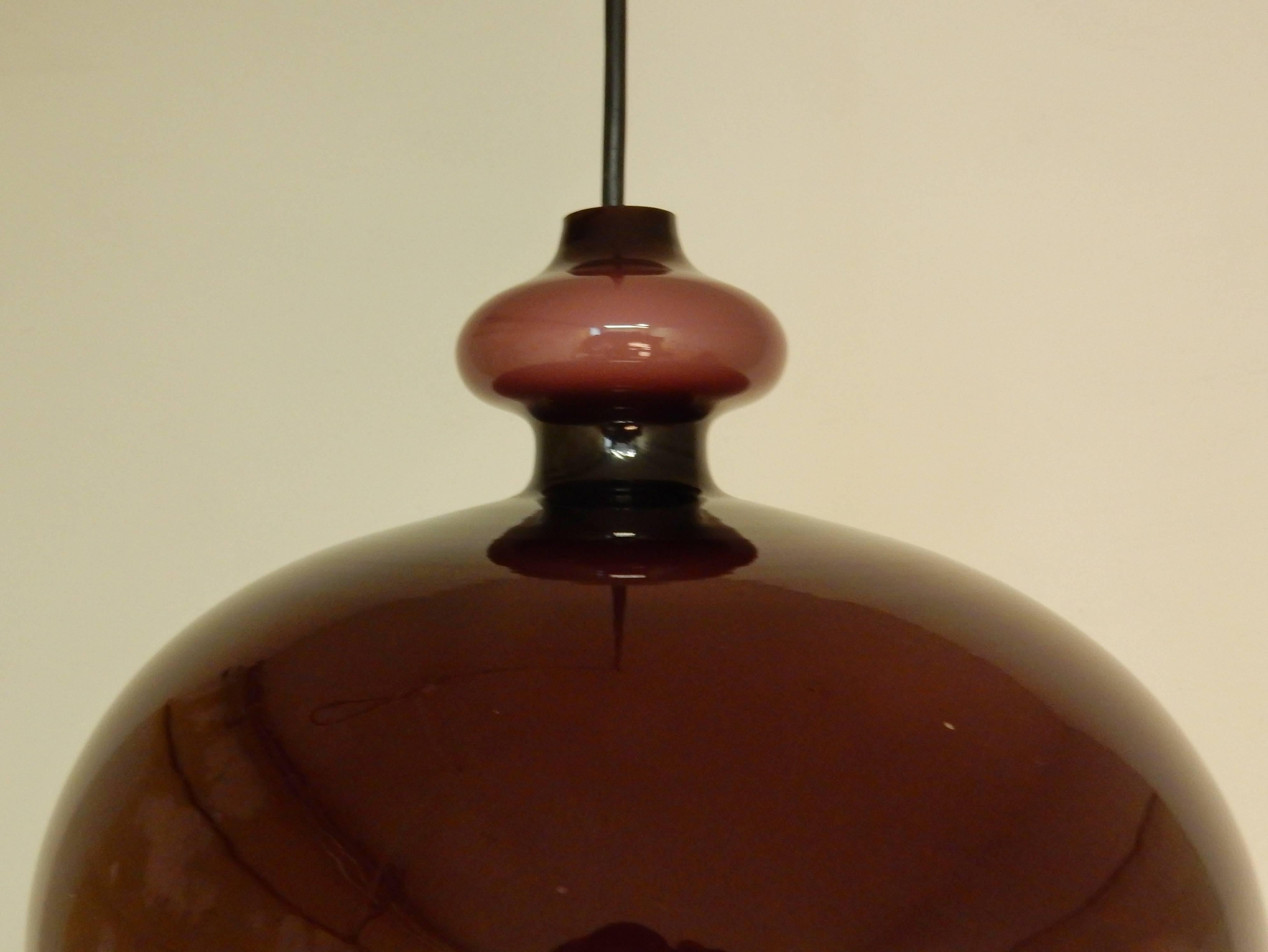 Purple Glass Pendant Lamp by Hans Agne Jakobsson, Sweden, 1960s 2