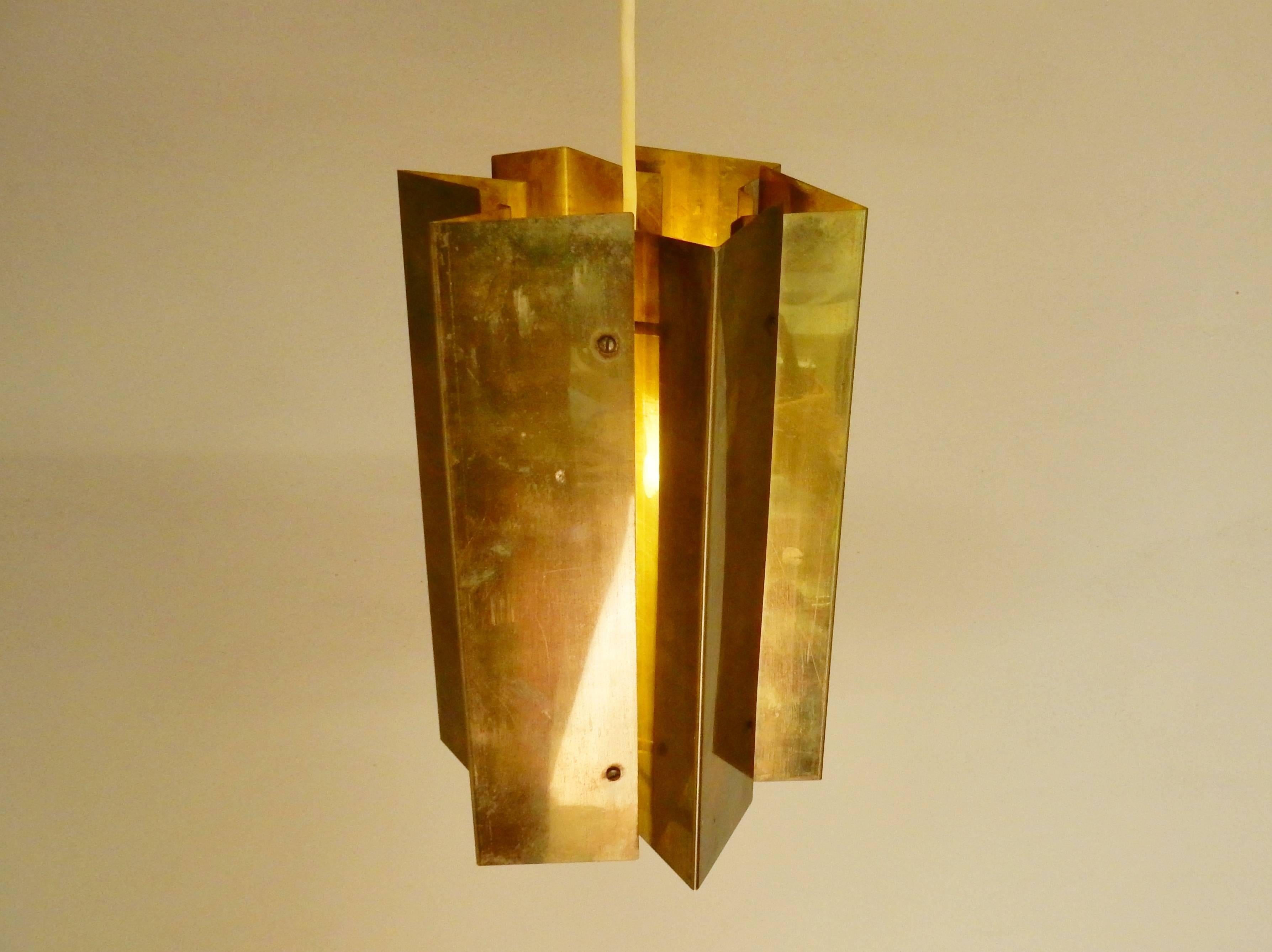 Mid-Century Modern Simon Henningsen Style Pendant Light in Solid Brass, Denmark, 1960s