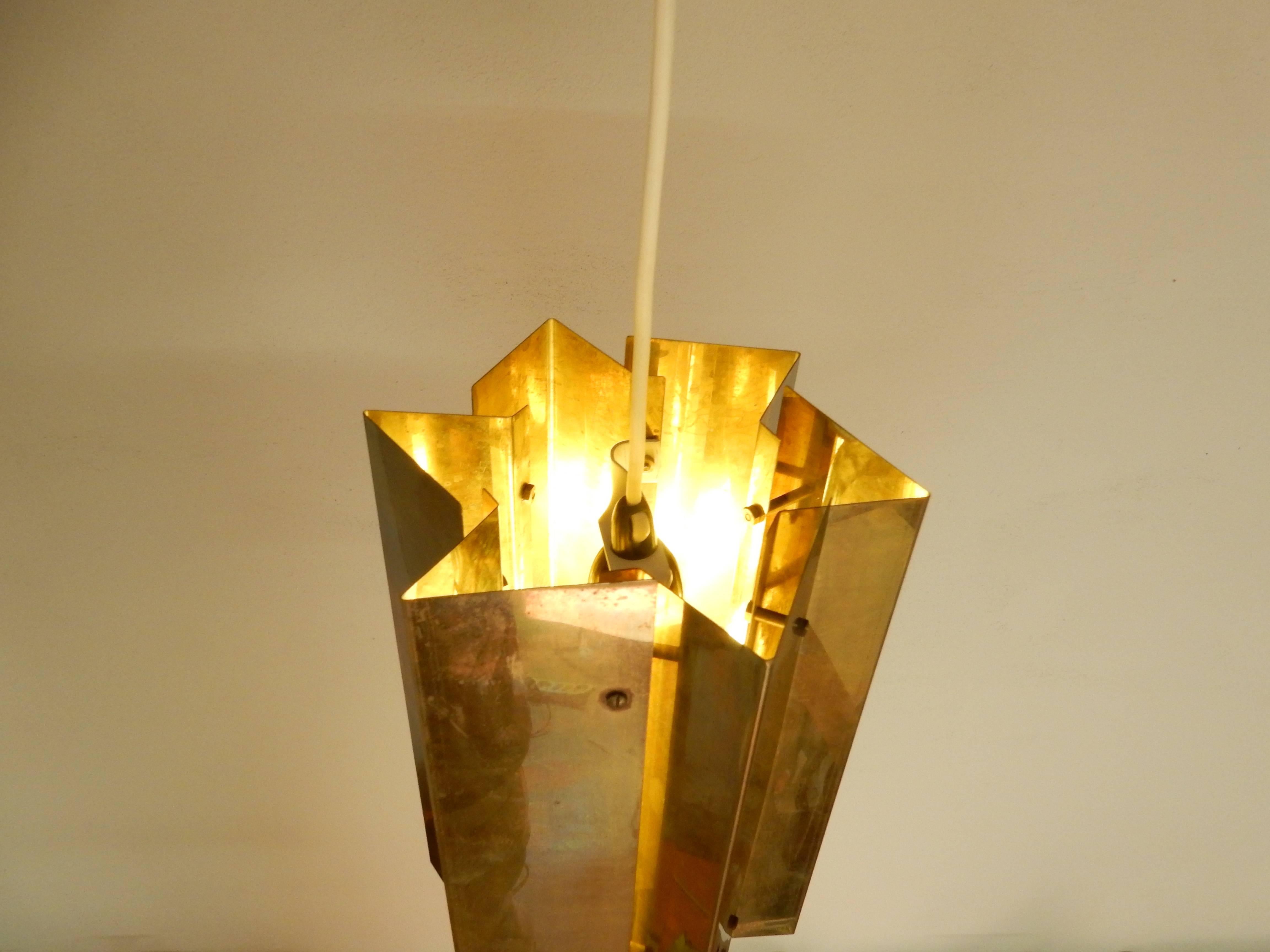 Scandinavian Simon Henningsen Style Pendant Light in Solid Brass, Denmark, 1960s