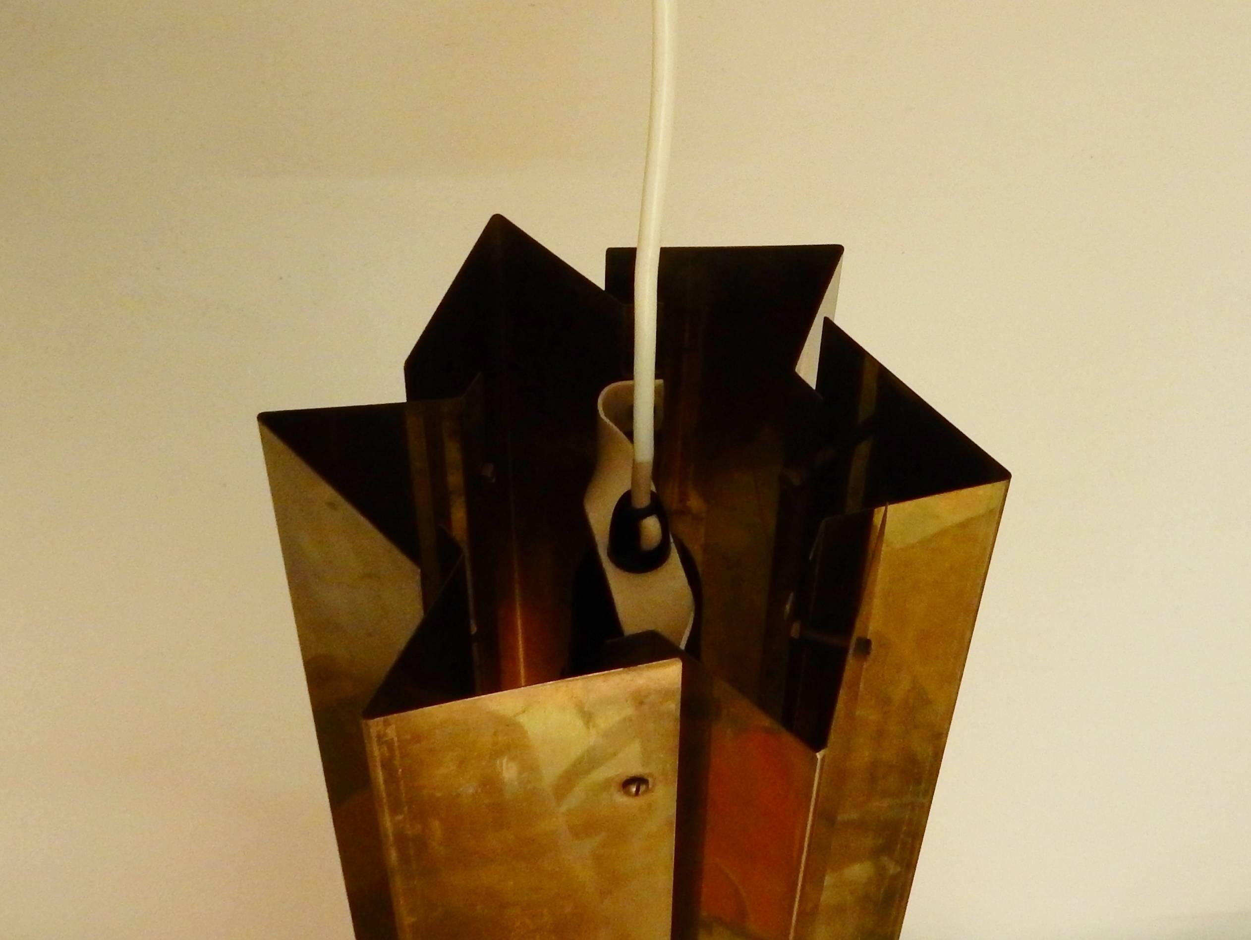 Mid-20th Century Simon Henningsen Style Pendant Light in Solid Brass, Denmark, 1960s