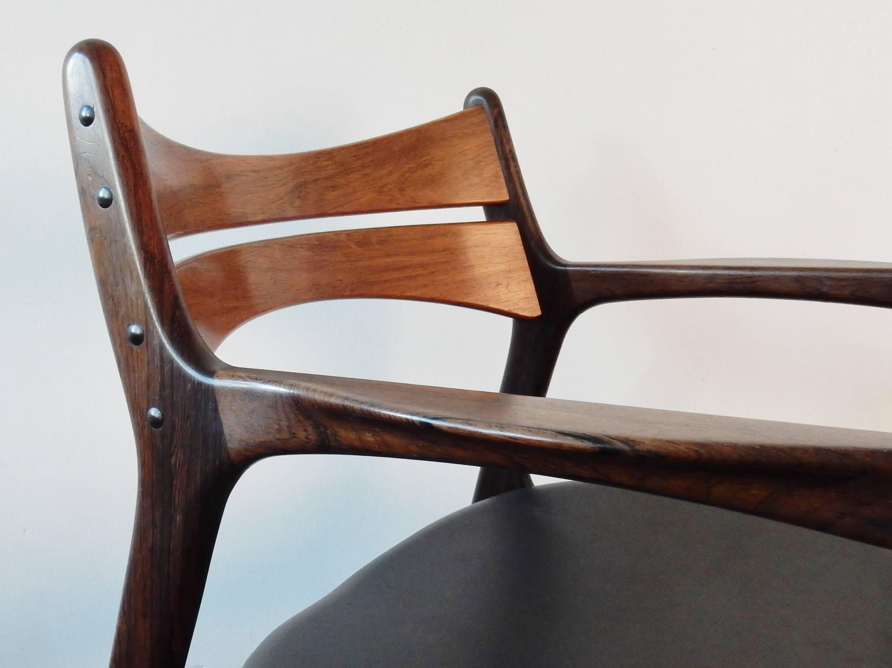 Danish Chair by Erik Buck in Rosewood for Chr Christensens Møbelfabrik Vamdrup, Denmark