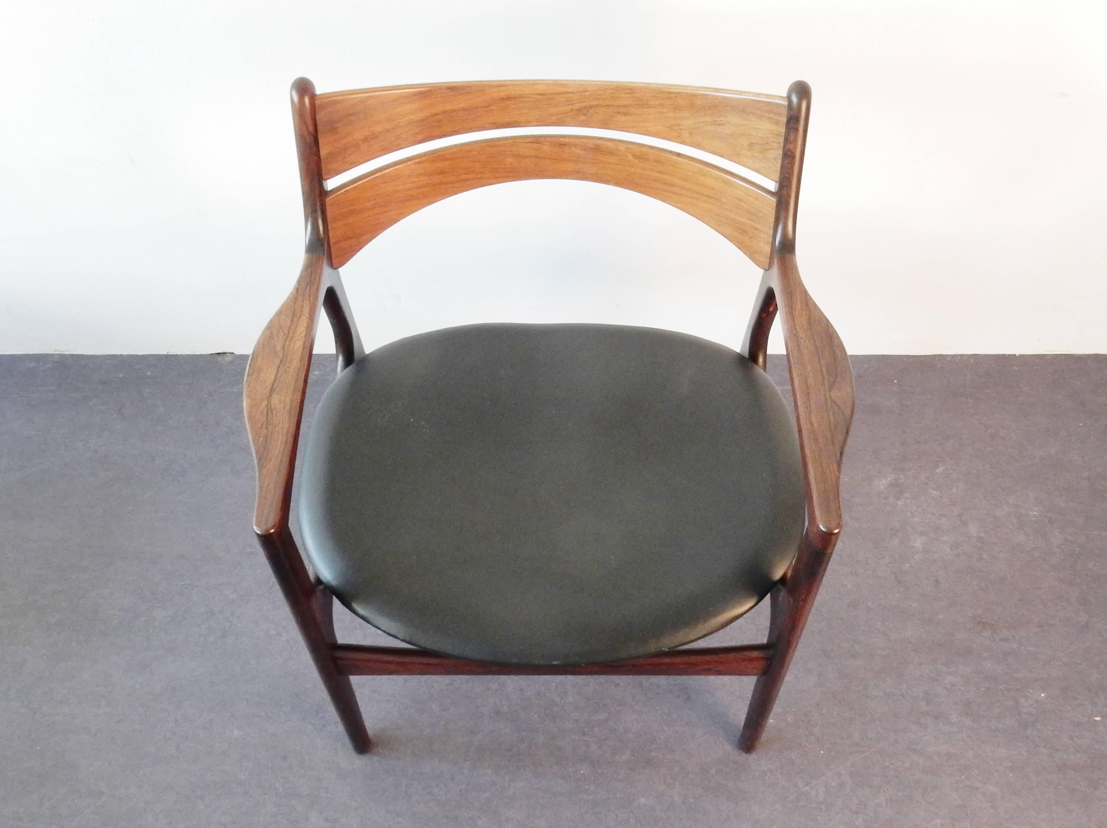 Scandinavian Modern Chair by Erik Buck in Rosewood for Chr Christensens Møbelfabrik Vamdrup, Denmark