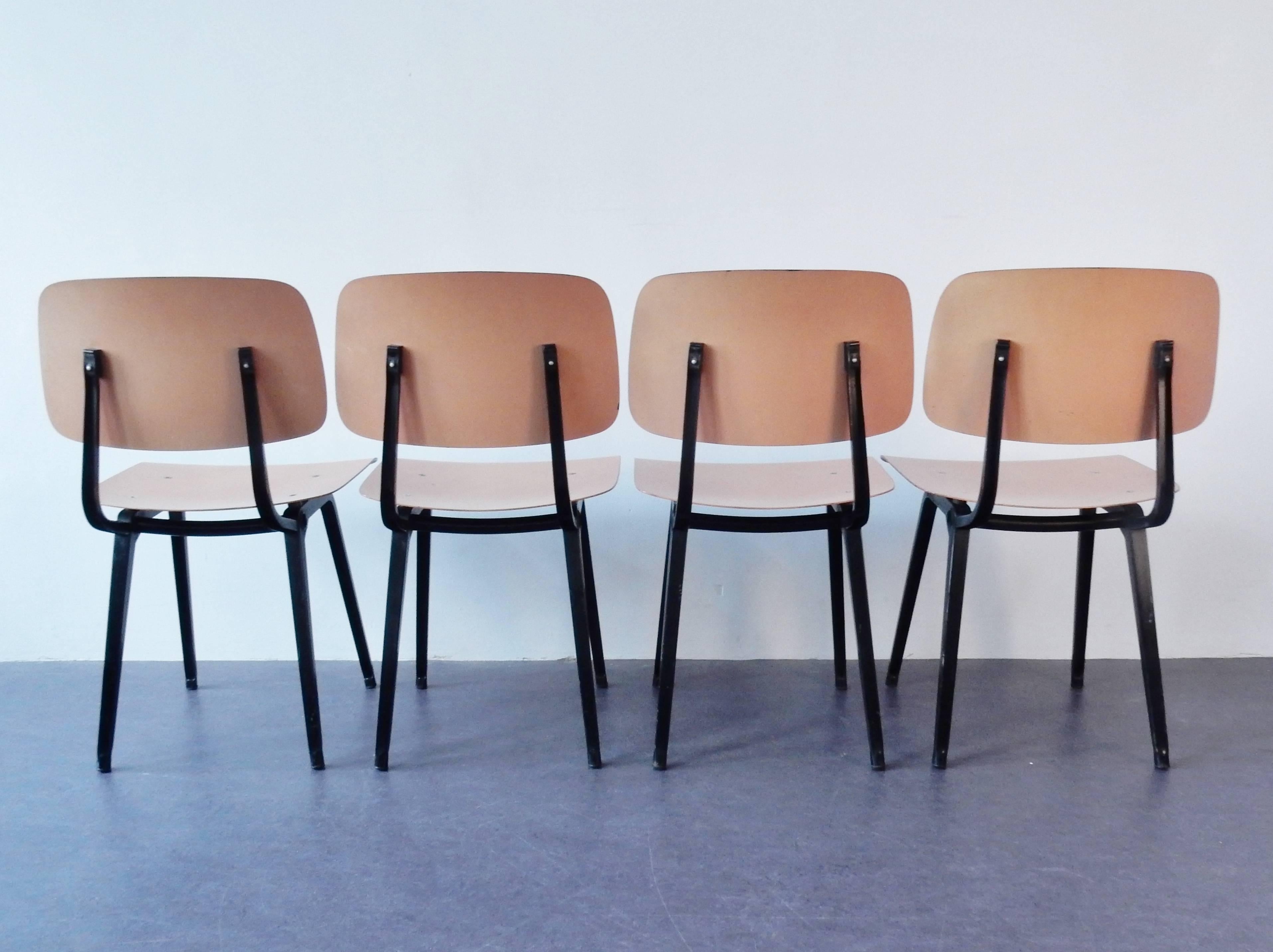 Metal Set of Four Industrial Chairs, Model Revolt by Friso Kramer for Ahrend de Cirkel
