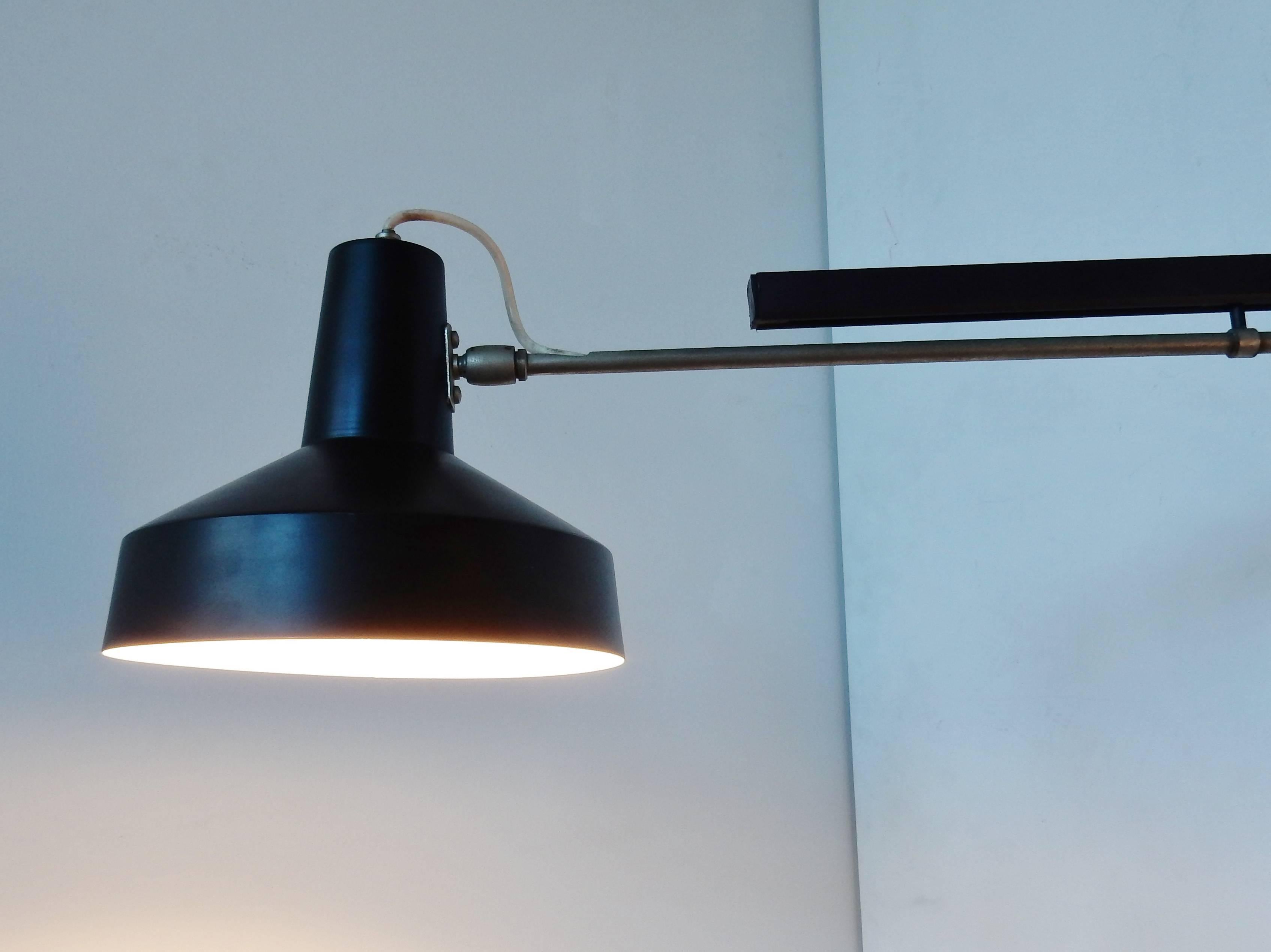 Mid-Century Modern Black Telescopic Wall Lamp by Hiemstra Evolux Dutch Design, Netherlands, 1960s For Sale