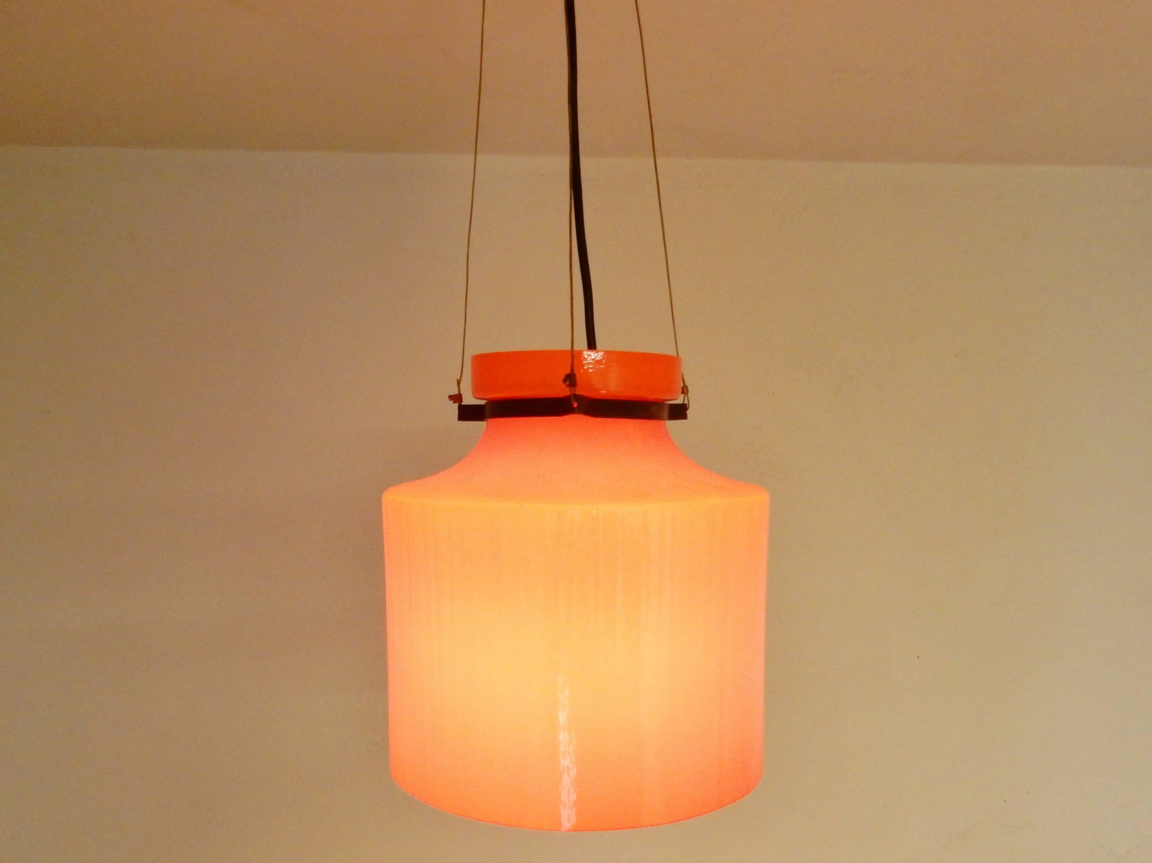 Late 20th Century Ripple Structure Glass Pendant Light from Indoor, Netherlands, Early 1970s For Sale
