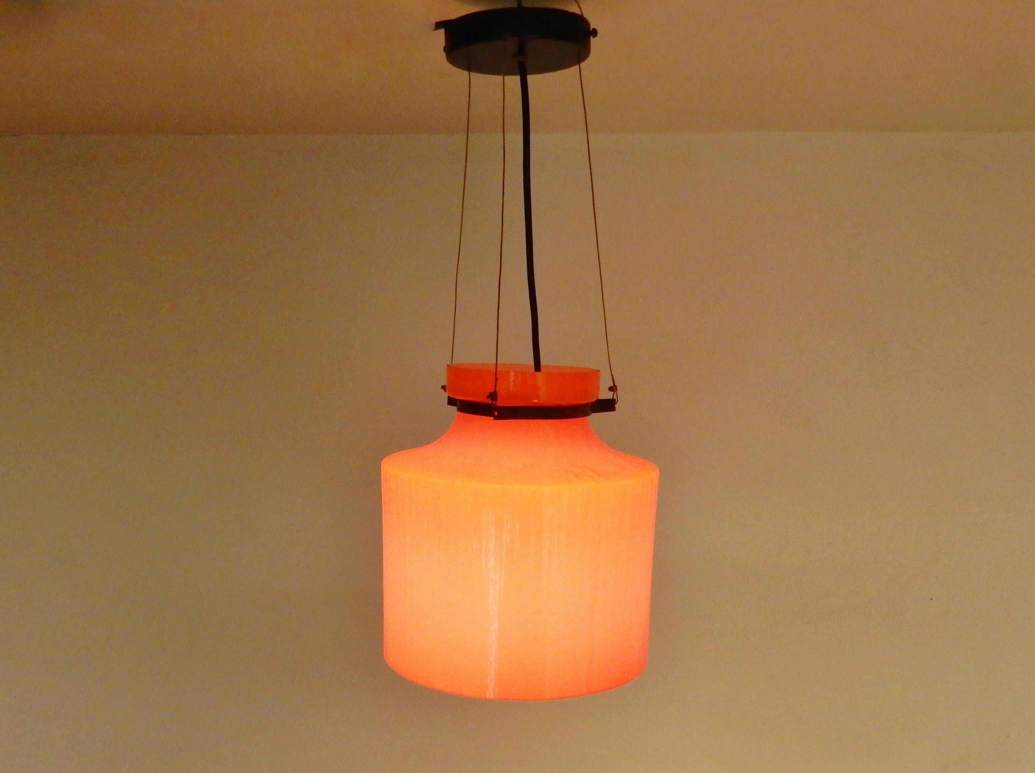 Ripple Structure Glass Pendant Light from Indoor, Netherlands, Early 1970s For Sale 1
