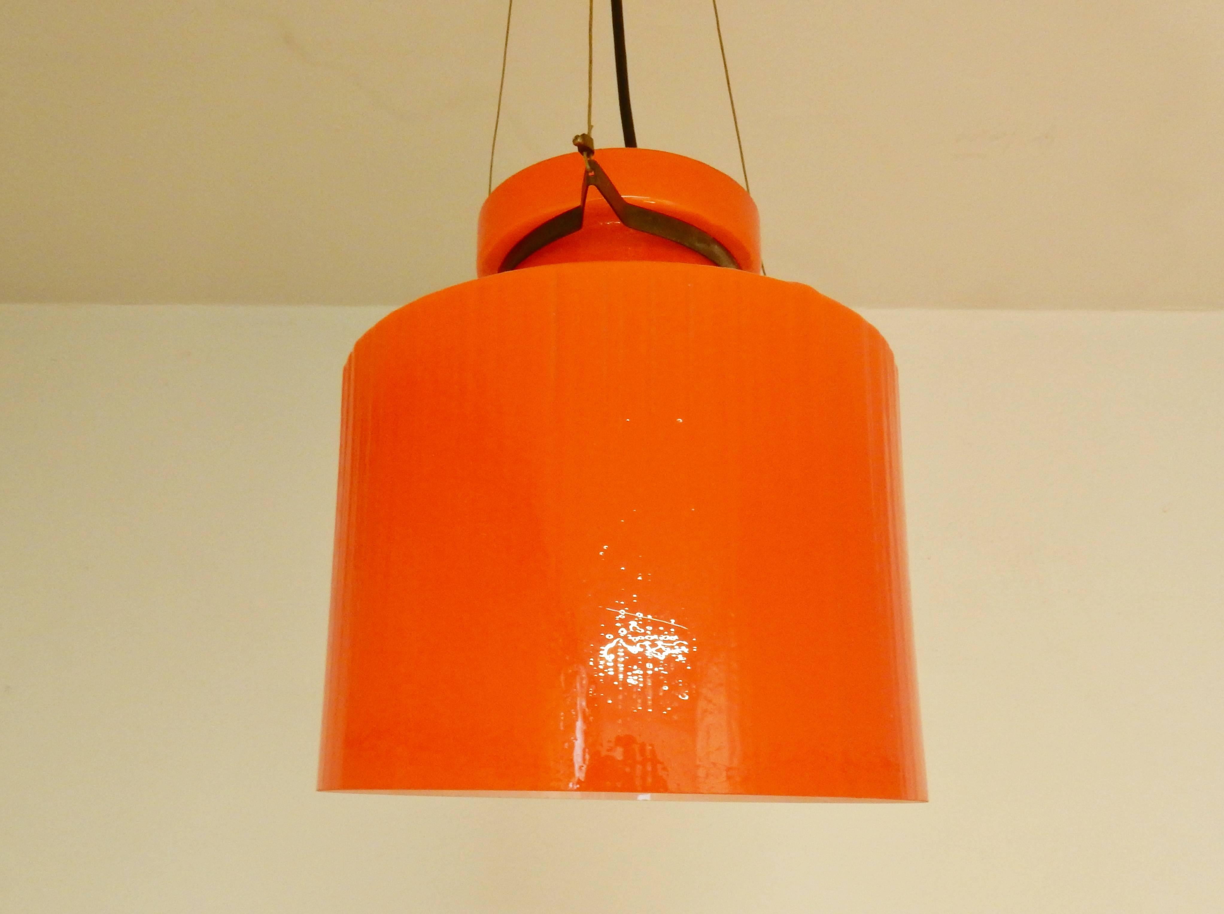 Ripple Structure Glass Pendant Light from Indoor, Netherlands, Early 1970s For Sale 2