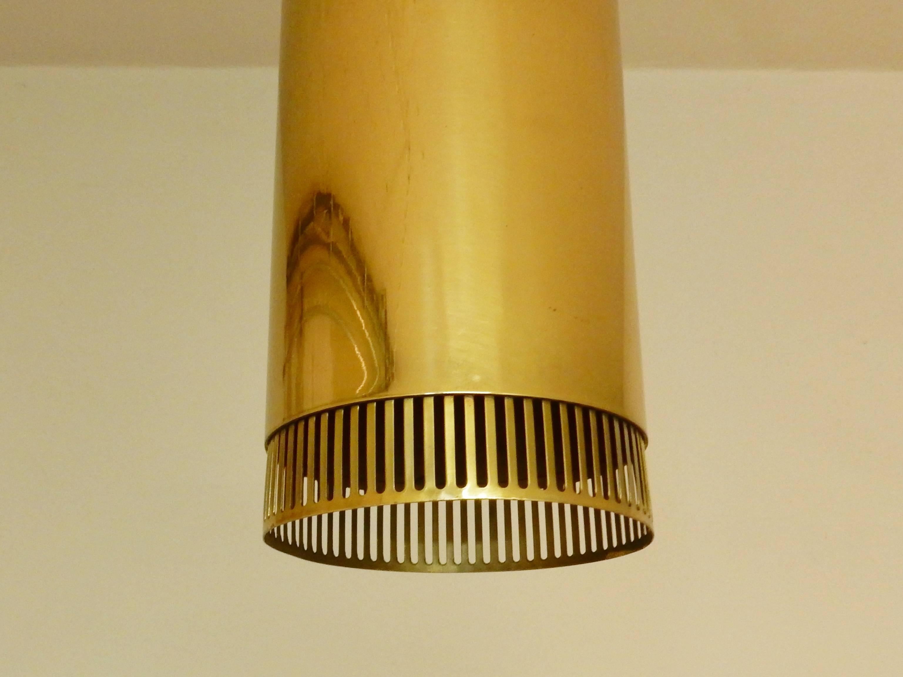 Scandinavian Modern Set of Three Pendant Lights in Brass, Scandiavian, 1960s For Sale