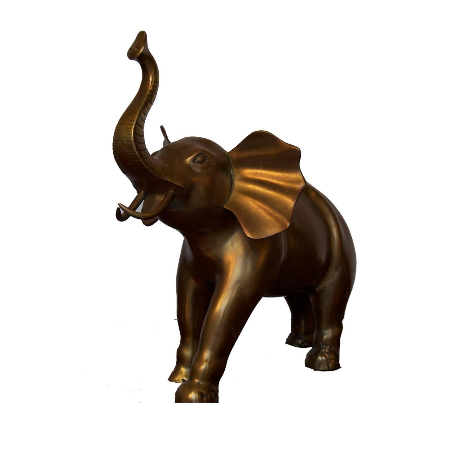 Solid brass sculpture of an elephant.
