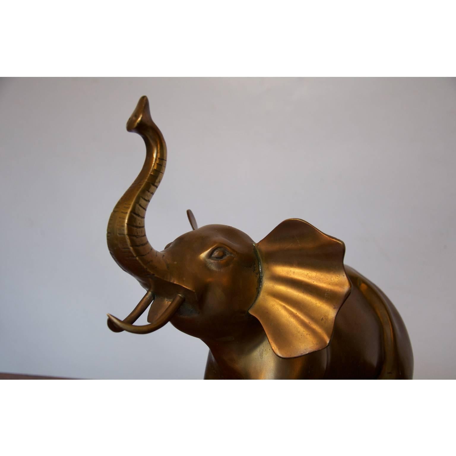 Brass Elephant Sculpture In Good Condition For Sale In Lijnden, Noord-Holland