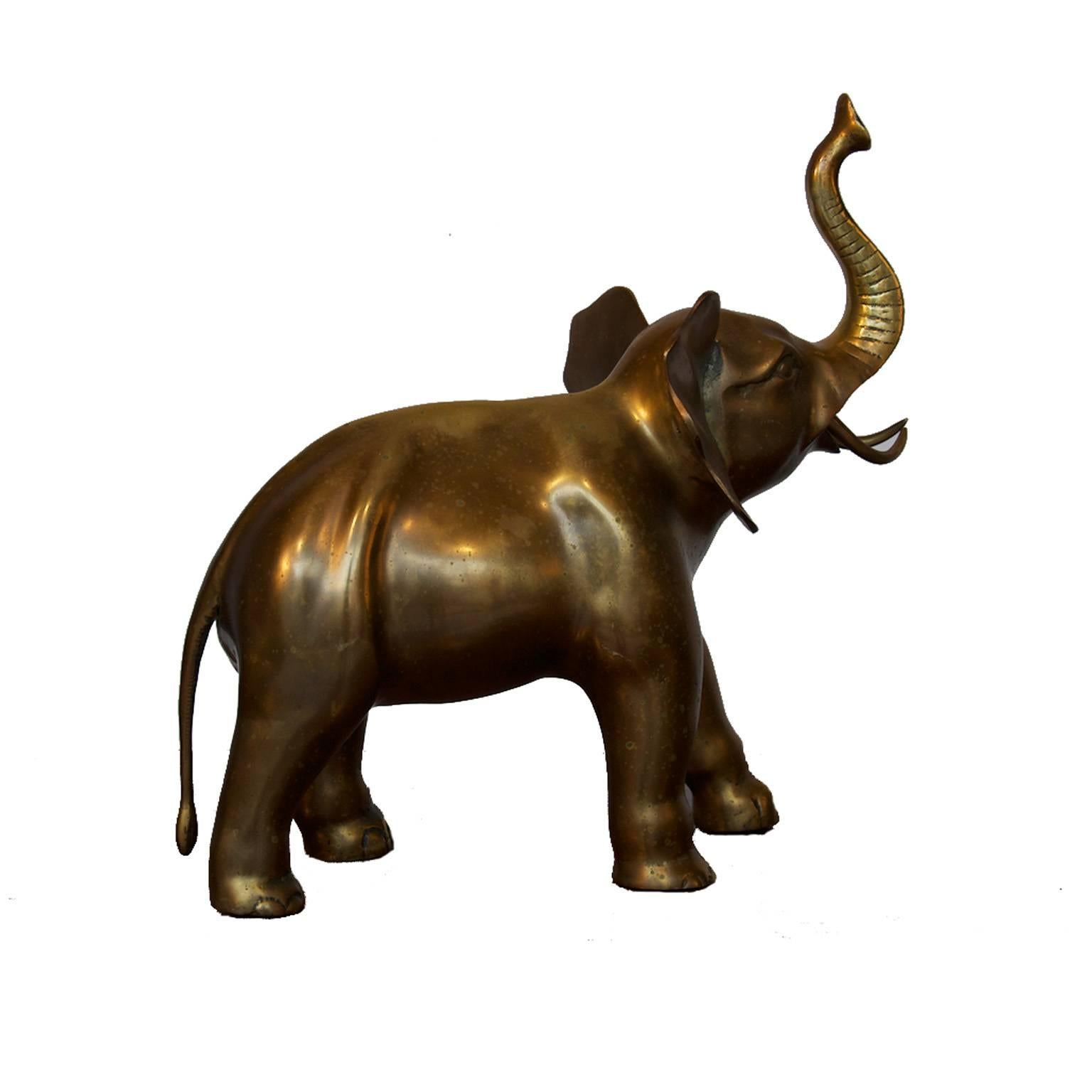 European Brass Elephant Sculpture For Sale