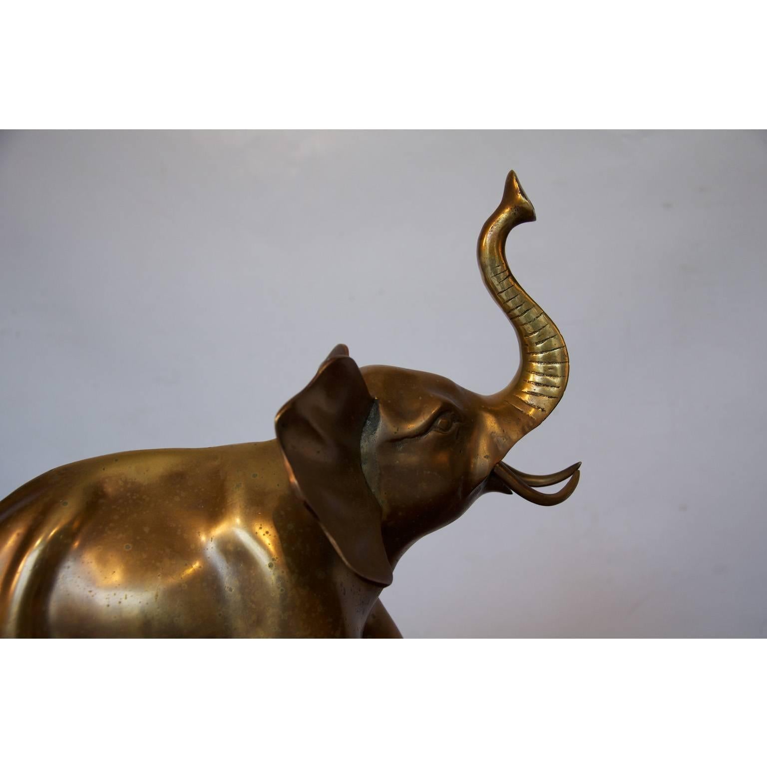 Late 20th Century Brass Elephant Sculpture For Sale
