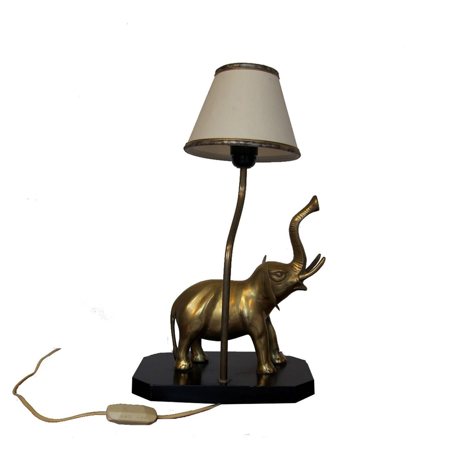 Maison Charles Style Table Lamp with Brass Elephant For Sale