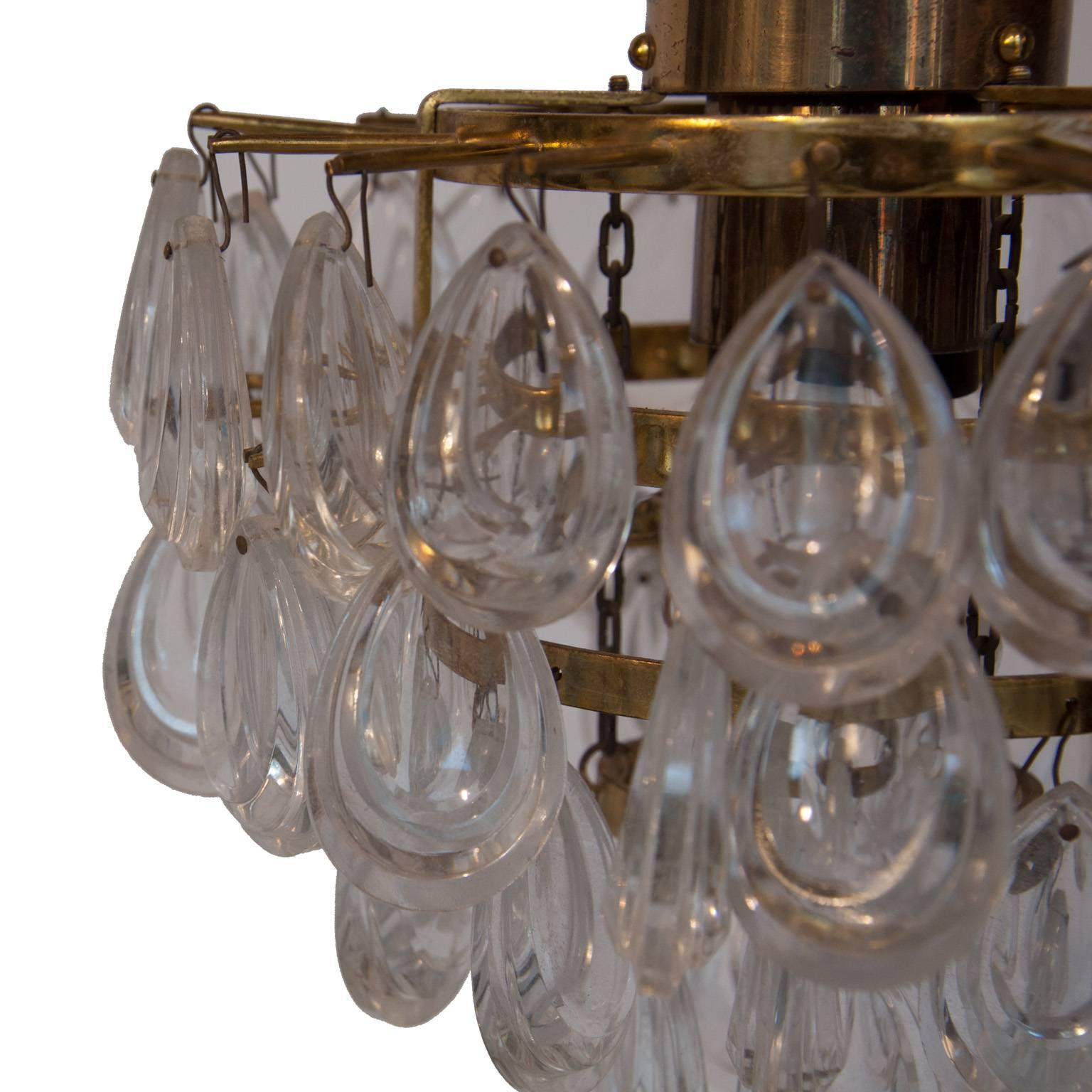 Small Italian Mid-Century Chandelier in the Style of Sciolari In Fair Condition For Sale In Lijnden, Noord-Holland