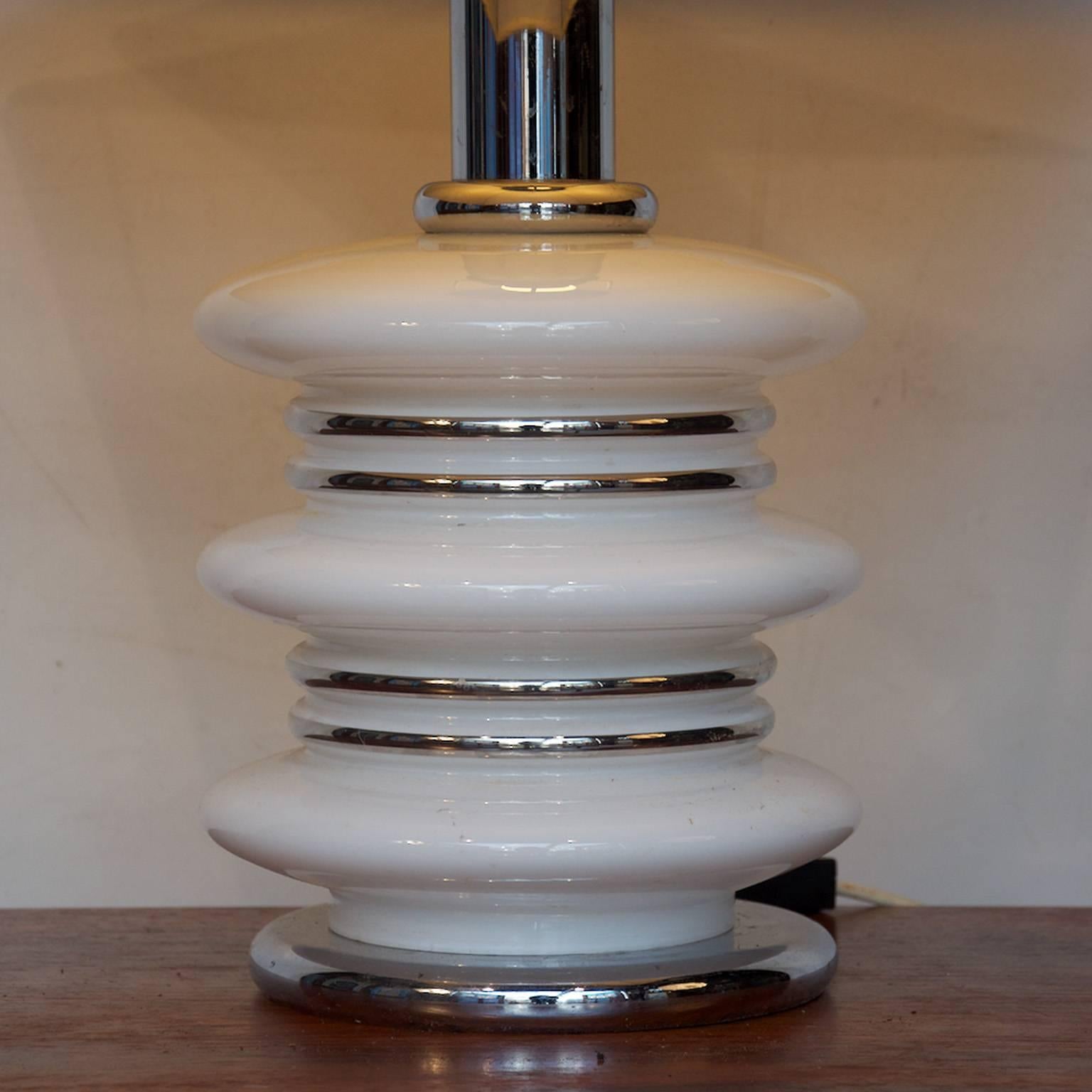 Mid-Century Glass and Chrome Table Lamp For Sale 1