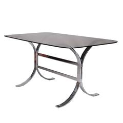 Milo Baughman for Thayer Coggin Dining Table with Smoked Glass