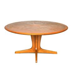 Large Mid-Century Wooden Coffee Table with Wooden Inlay