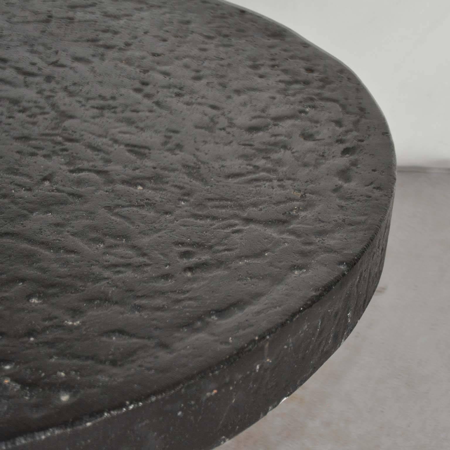 Molded Round Black Brutalist Coffee Table in the style of Ado Chale