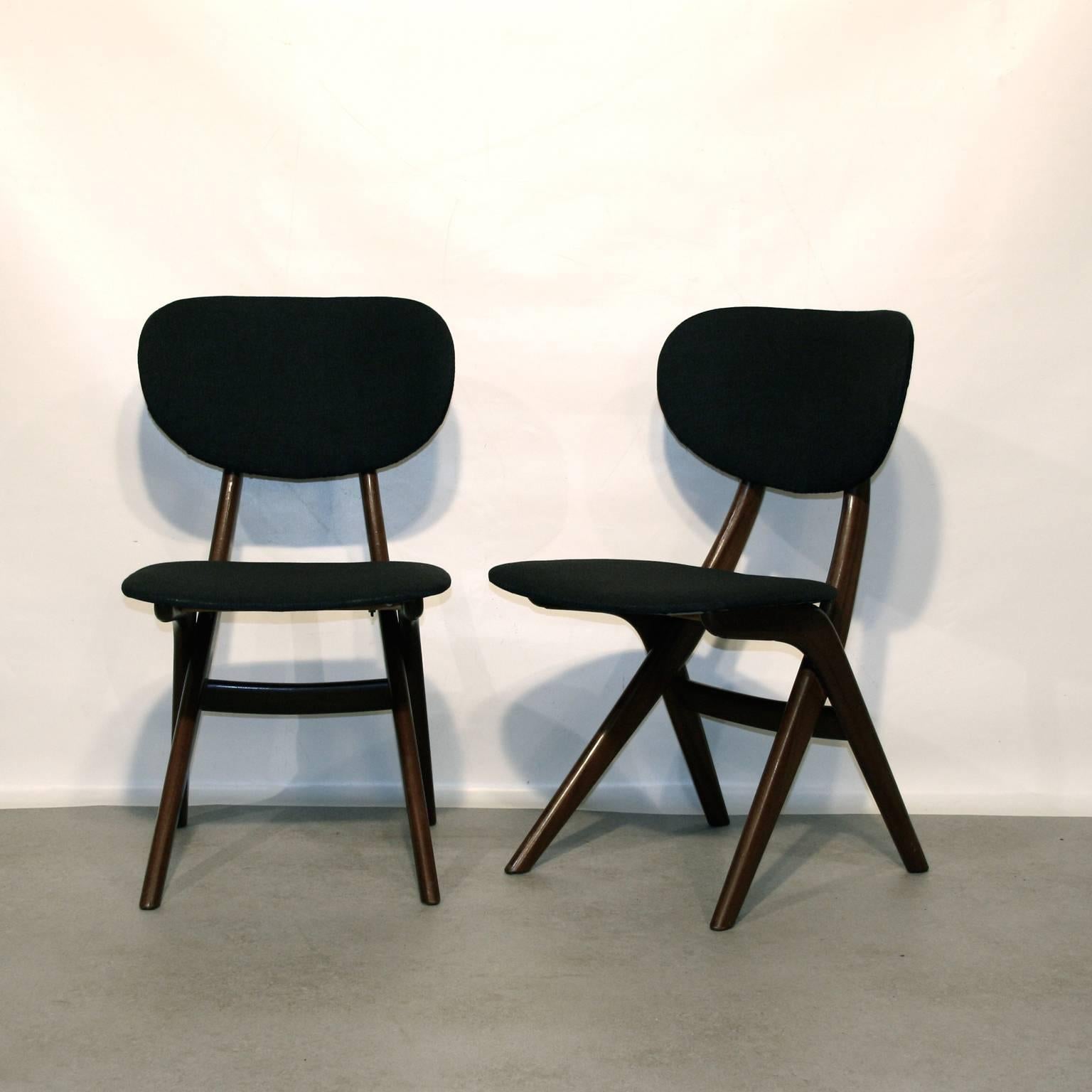 Dining Chairs by Louis Van Teeffelen for Wébé, Dutch Design, 1950s In Good Condition For Sale In Lijnden, Noord-Holland